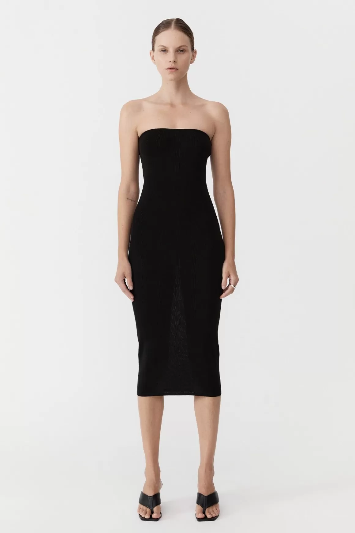 St. Agni 90s Strapless Knit Midi Dress - Black