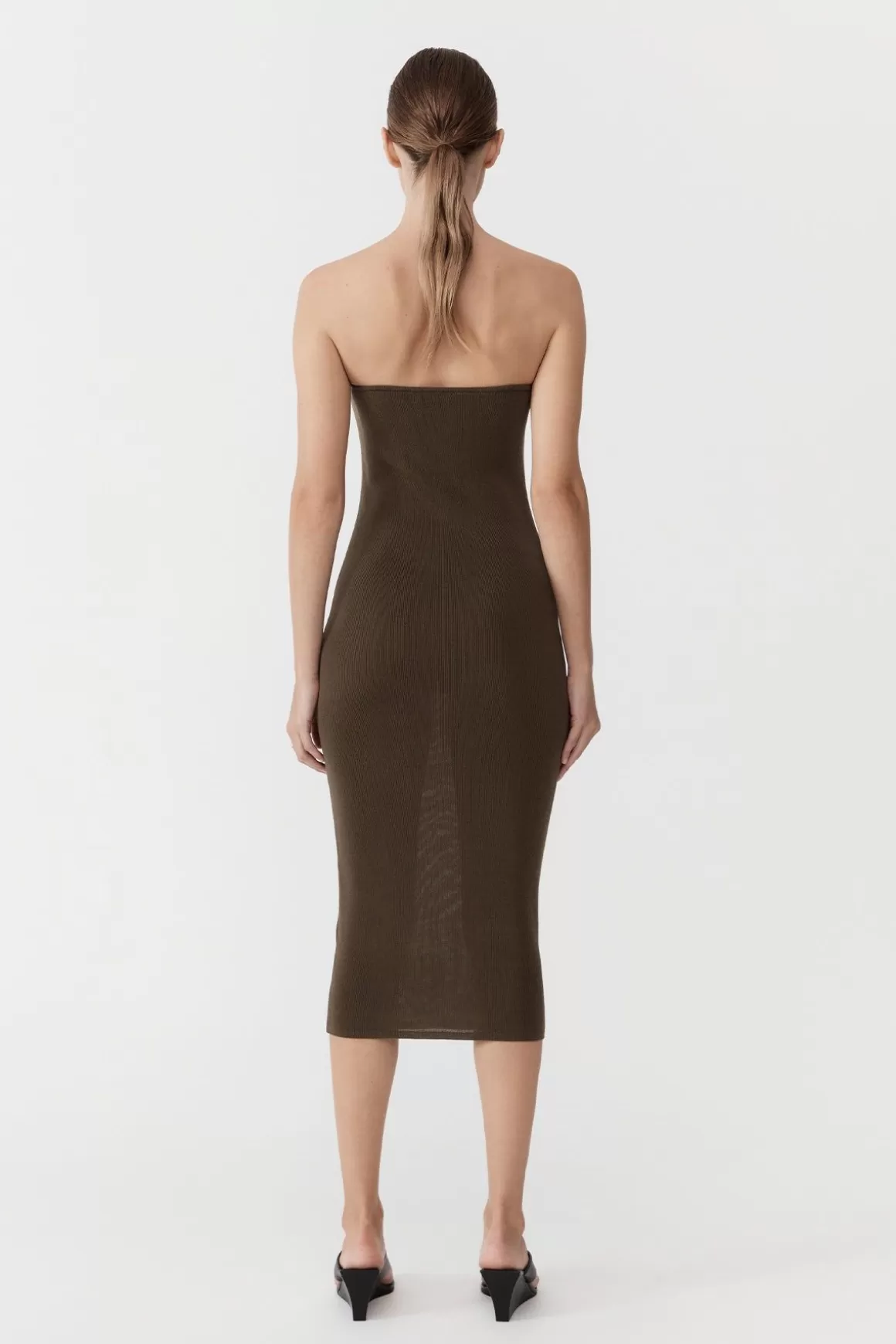 St. Agni 90s Strapless Knit Midi Dress - Kelp