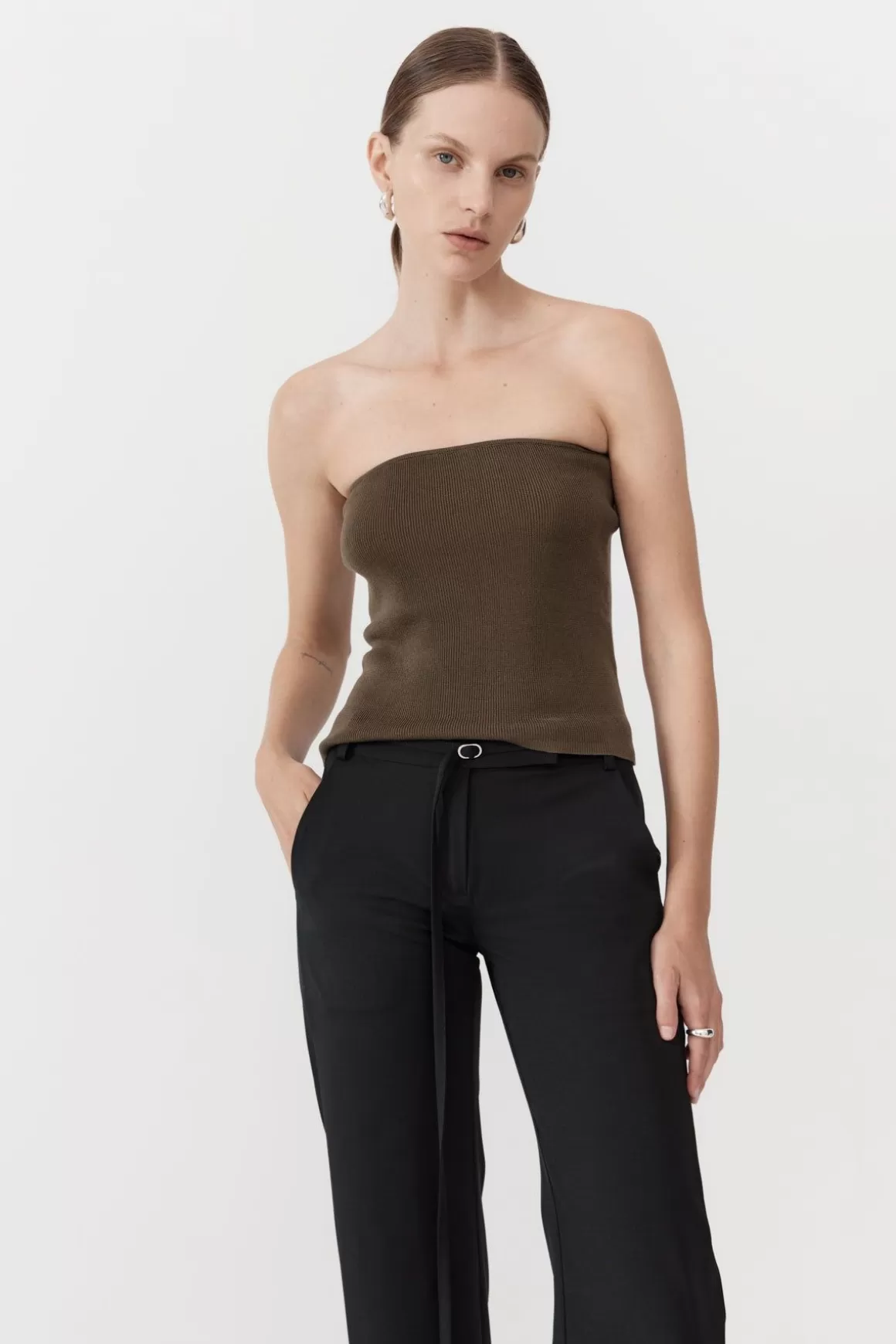 St. Agni 90s Strapless Knit Top - Kelp