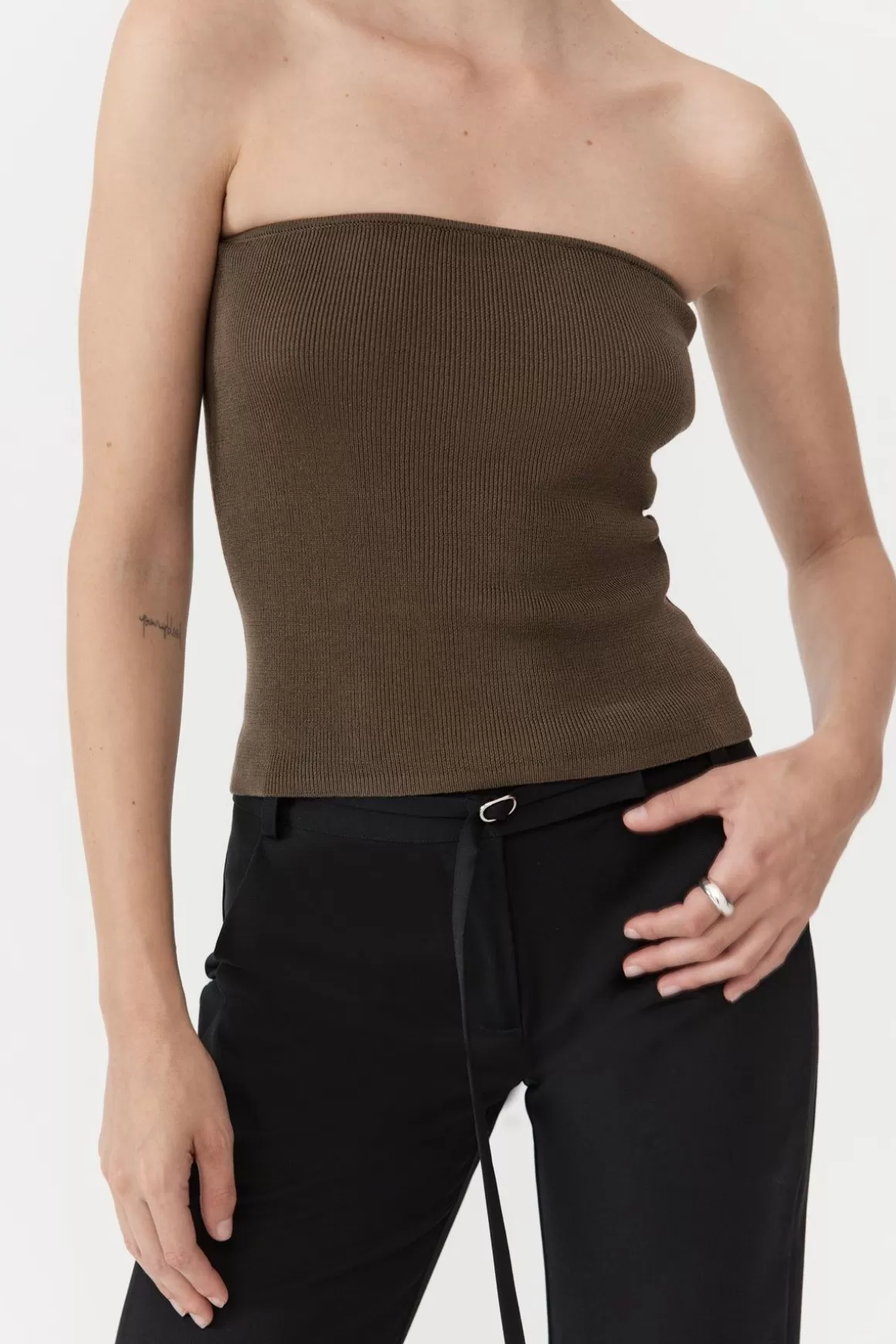 St. Agni 90s Strapless Knit Top - Kelp