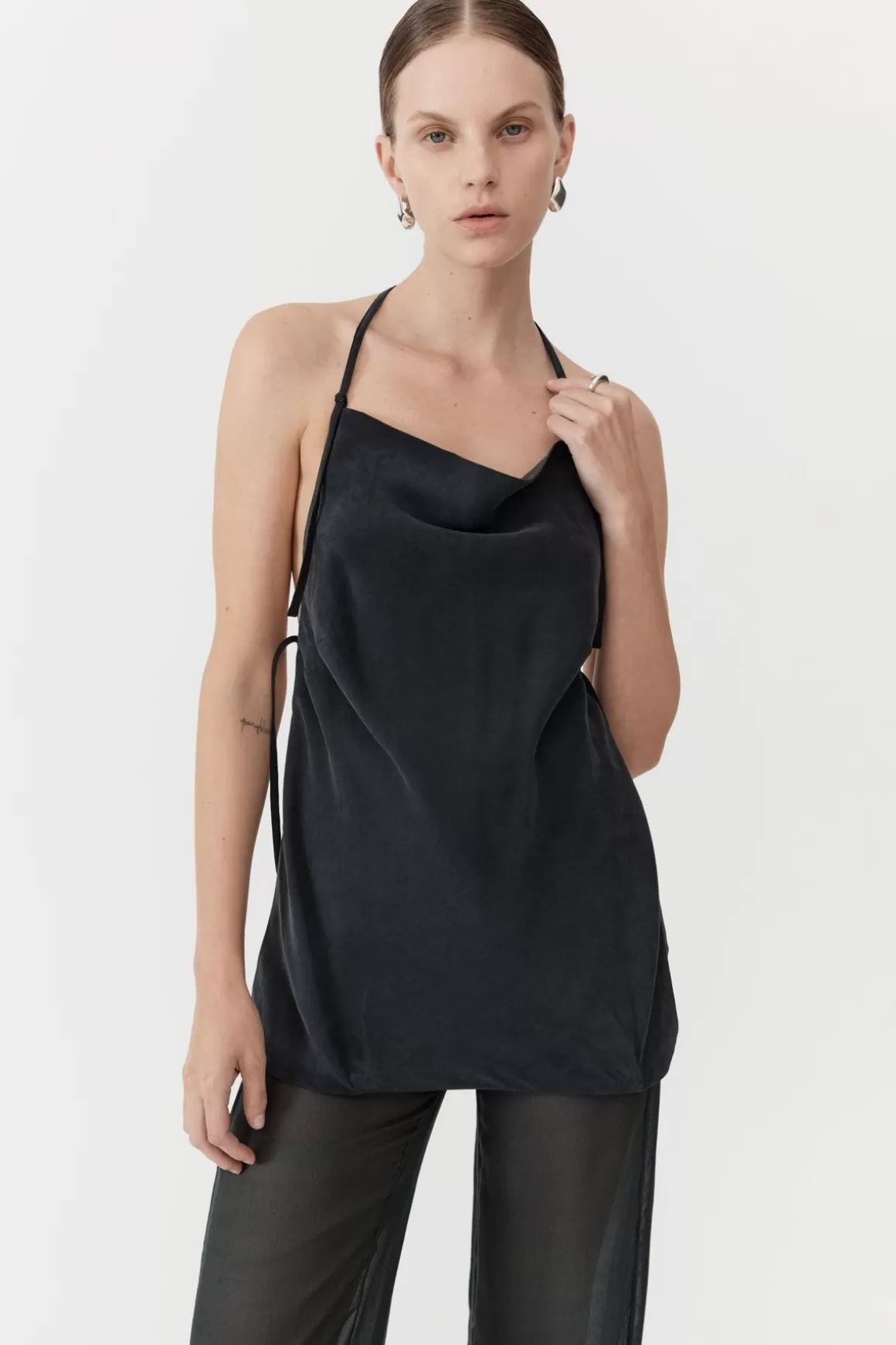 St. Agni Adjustable Strap Top - Black