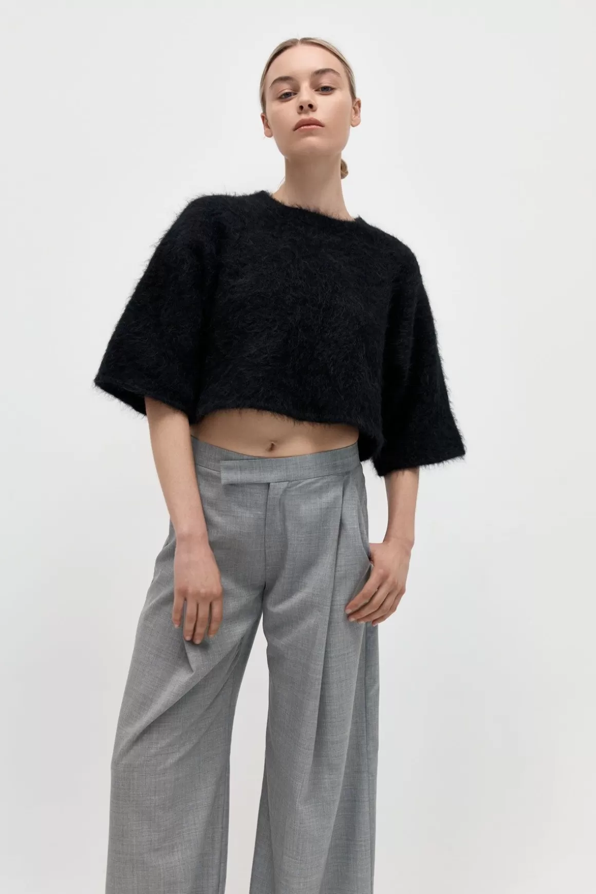 St. Agni Alpaca Cropped Tee - Black