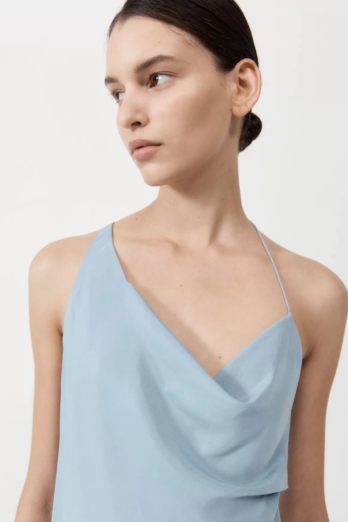 St. Agni Asymm Drape Maxi Dress - Stone Blue