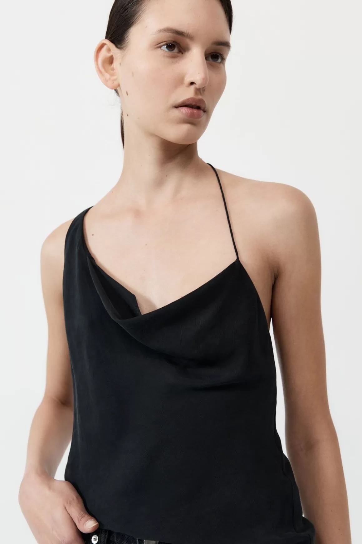 St. Agni Asymm Drape Top - Washed Black