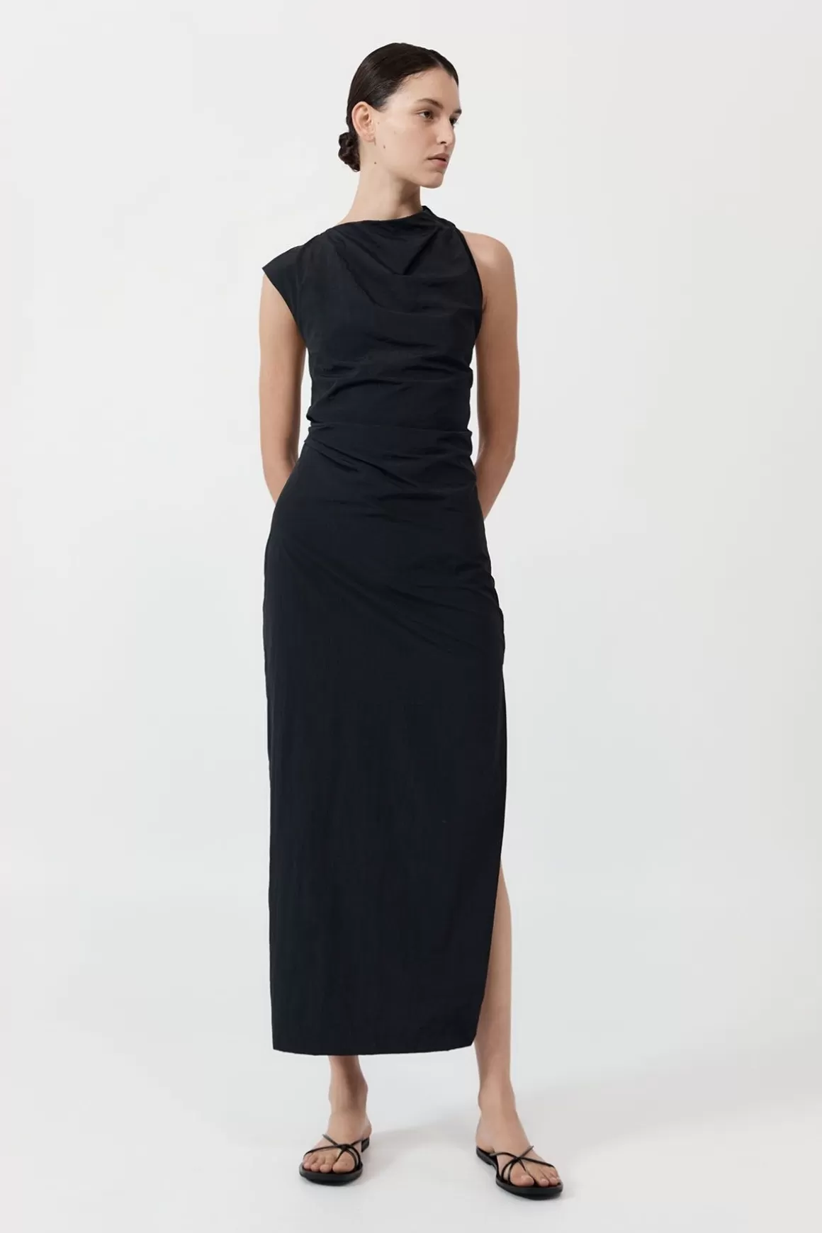 St. Agni Asymm Tuck Dress - Black