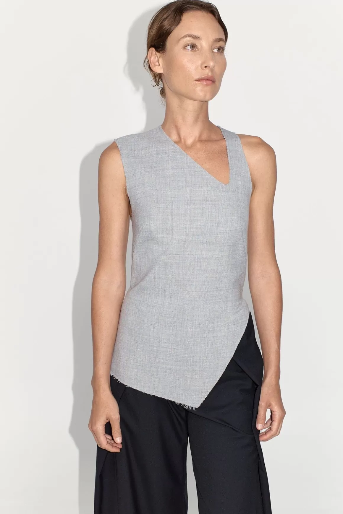 St. Agni Asymmetrical Neck Top - Grey Heather