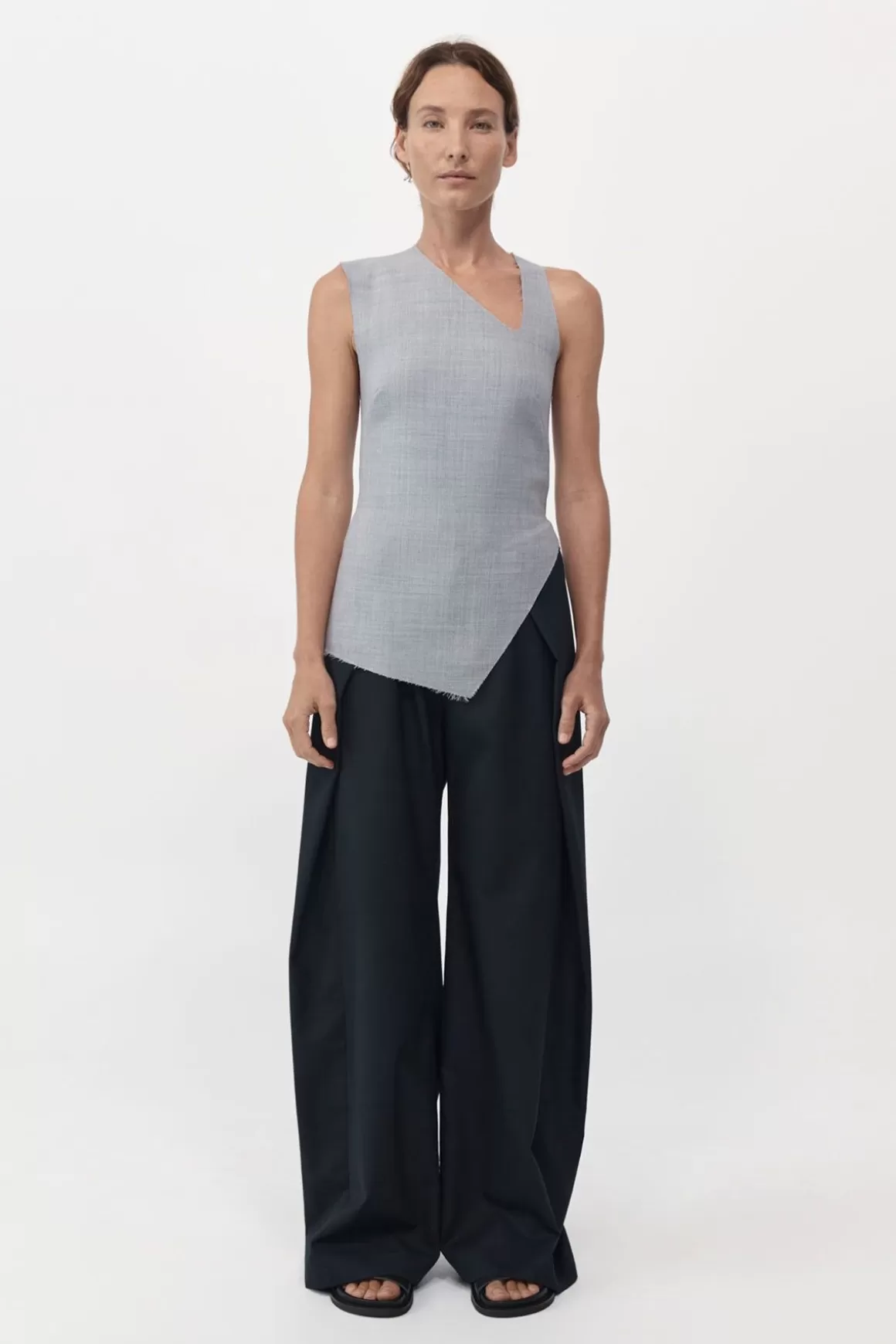 St. Agni Asymmetrical Neck Top - Grey Heather