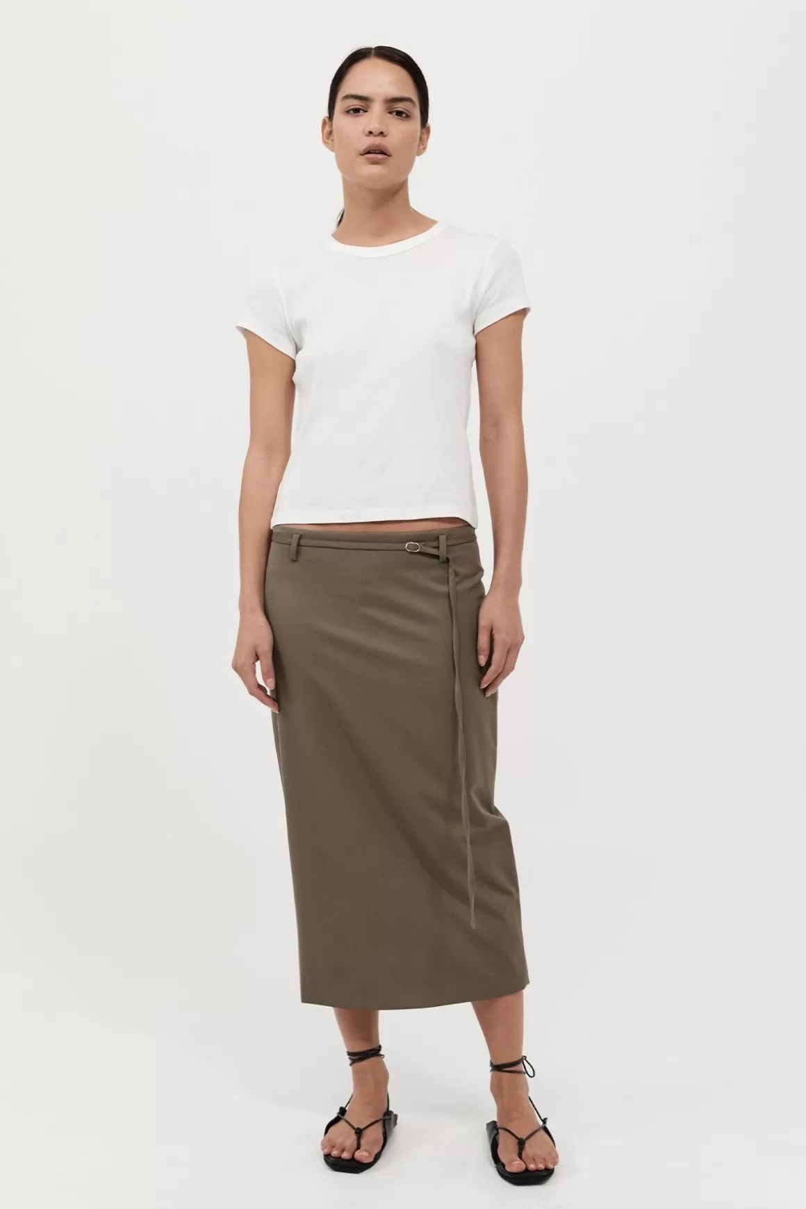 St. Agni Belted Pencil Skirt - Kelp