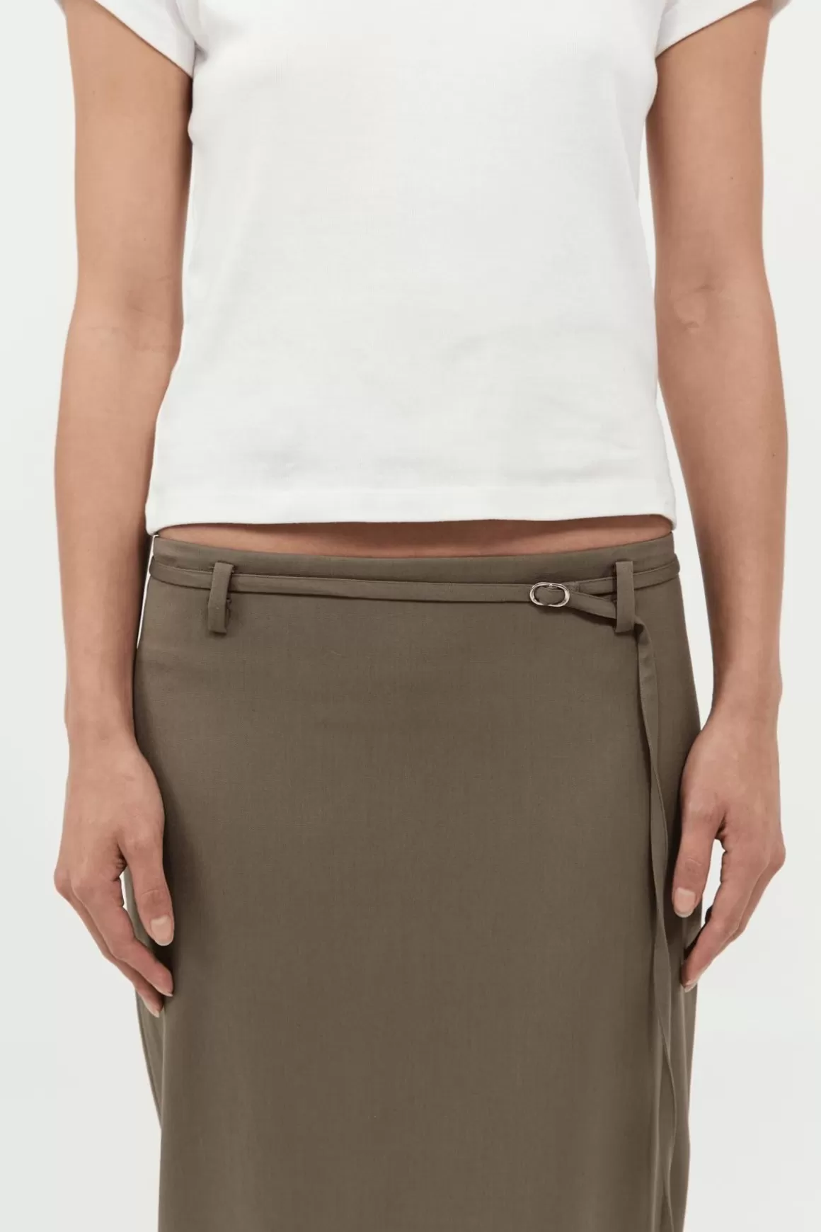 St. Agni Belted Pencil Skirt - Kelp