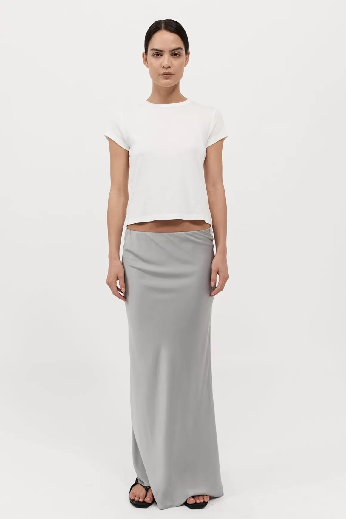 St. Agni Bias Slip Skirt - Silver