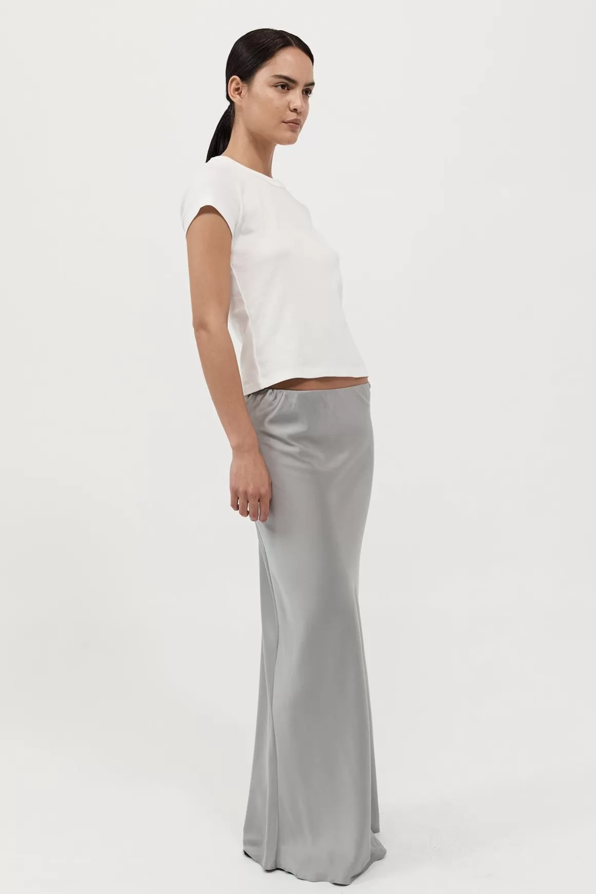 St. Agni Bias Slip Skirt - Silver