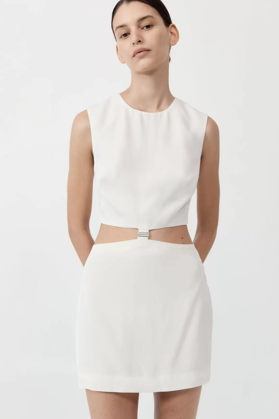 St. Agni Clip Buckle Mini Dress - Off White