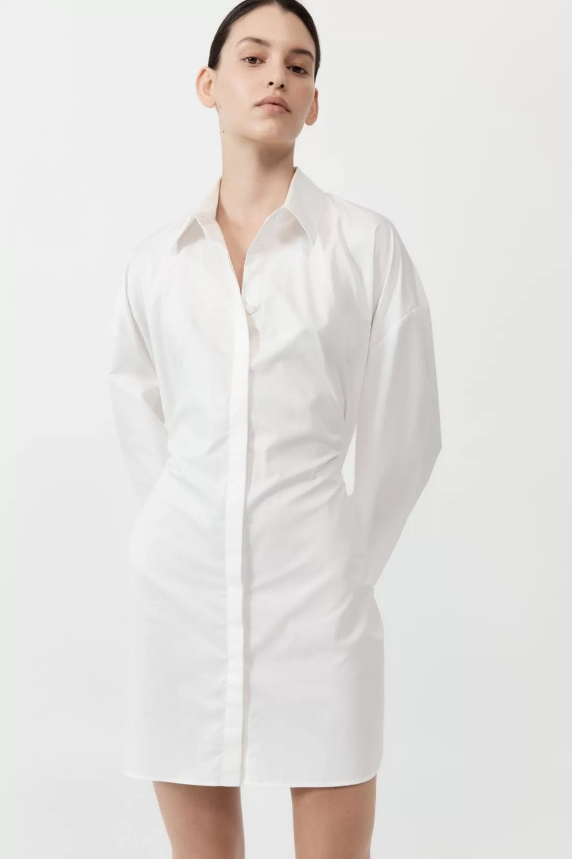 St. Agni Cotton Oversized Shirt Dress - White