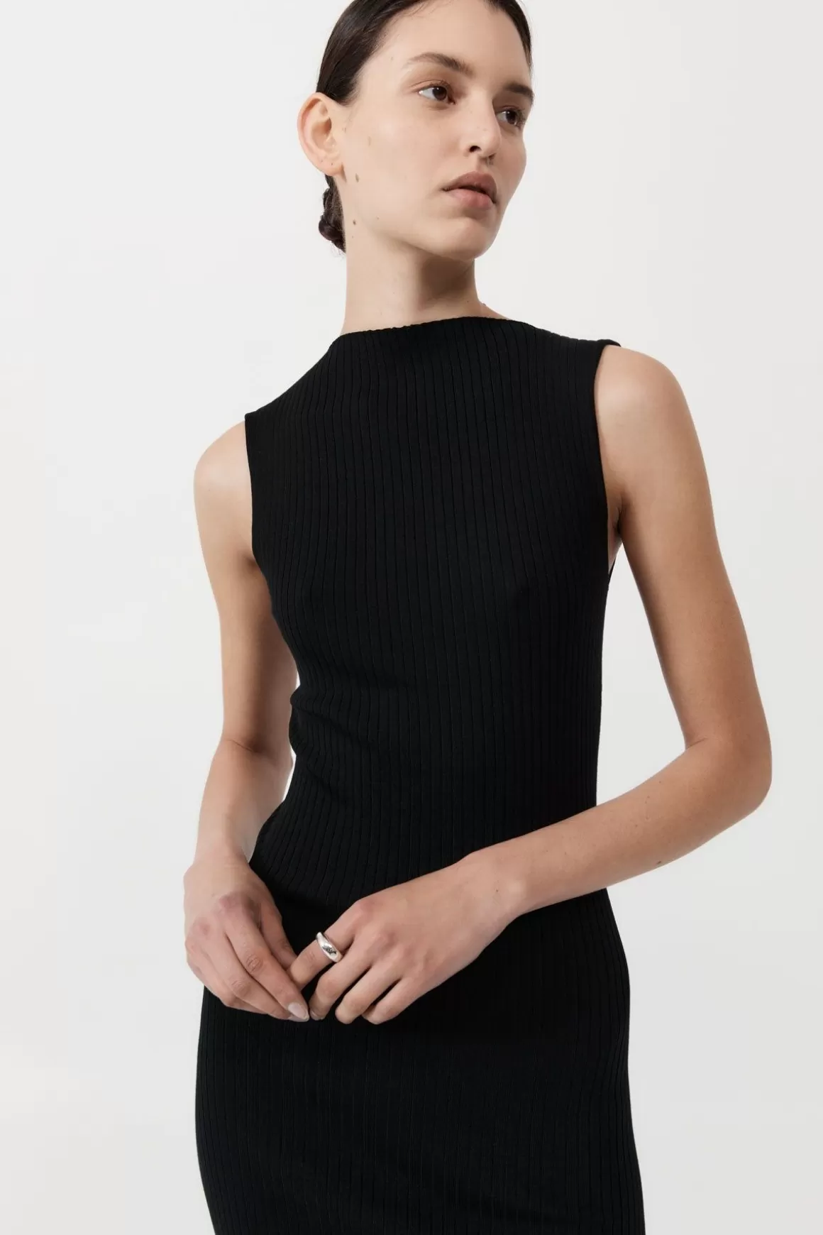 St. Agni Cut Away Knit Dress - Black