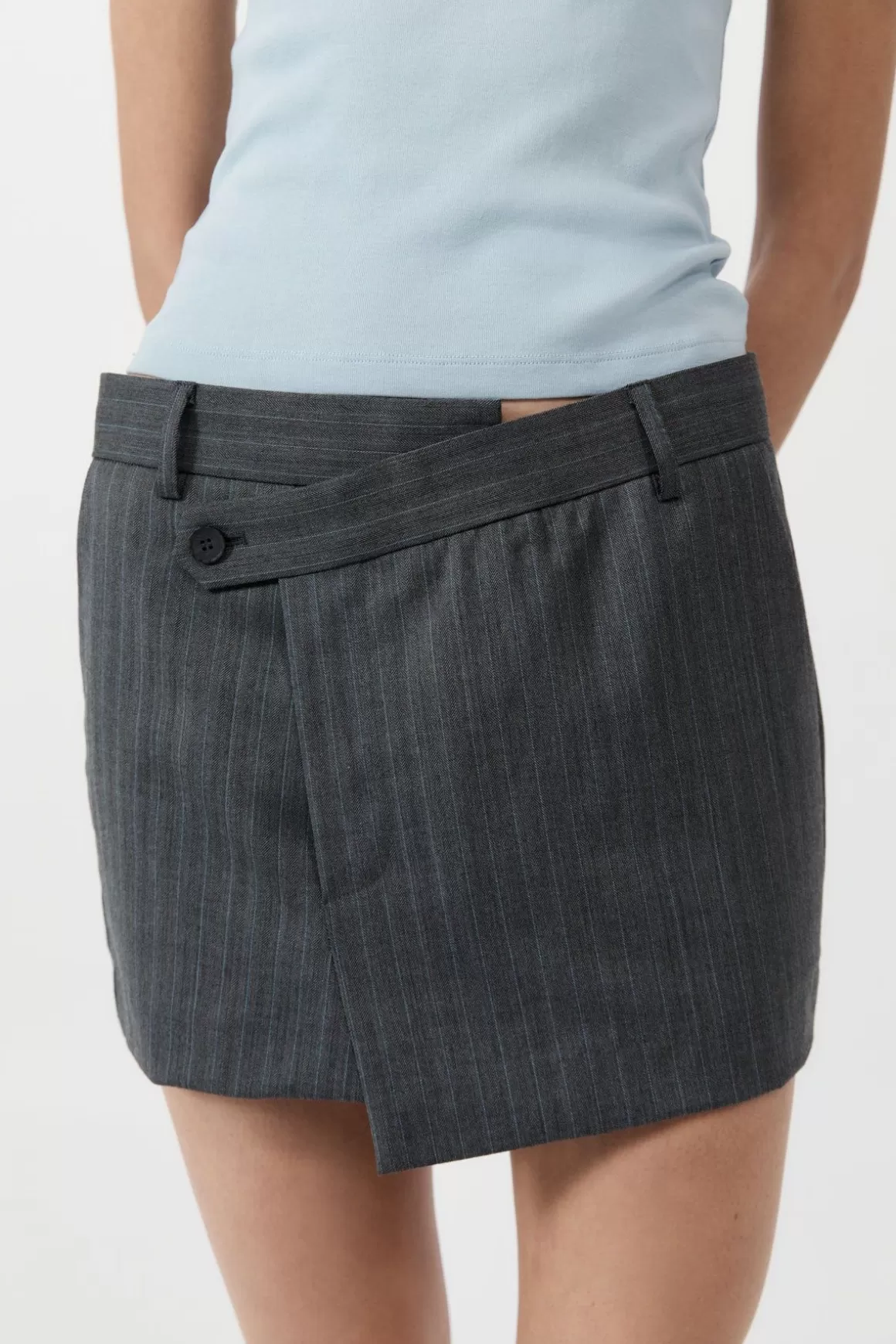 St. Agni Deconstructed Mini Skirt - Stone Blue Stripe