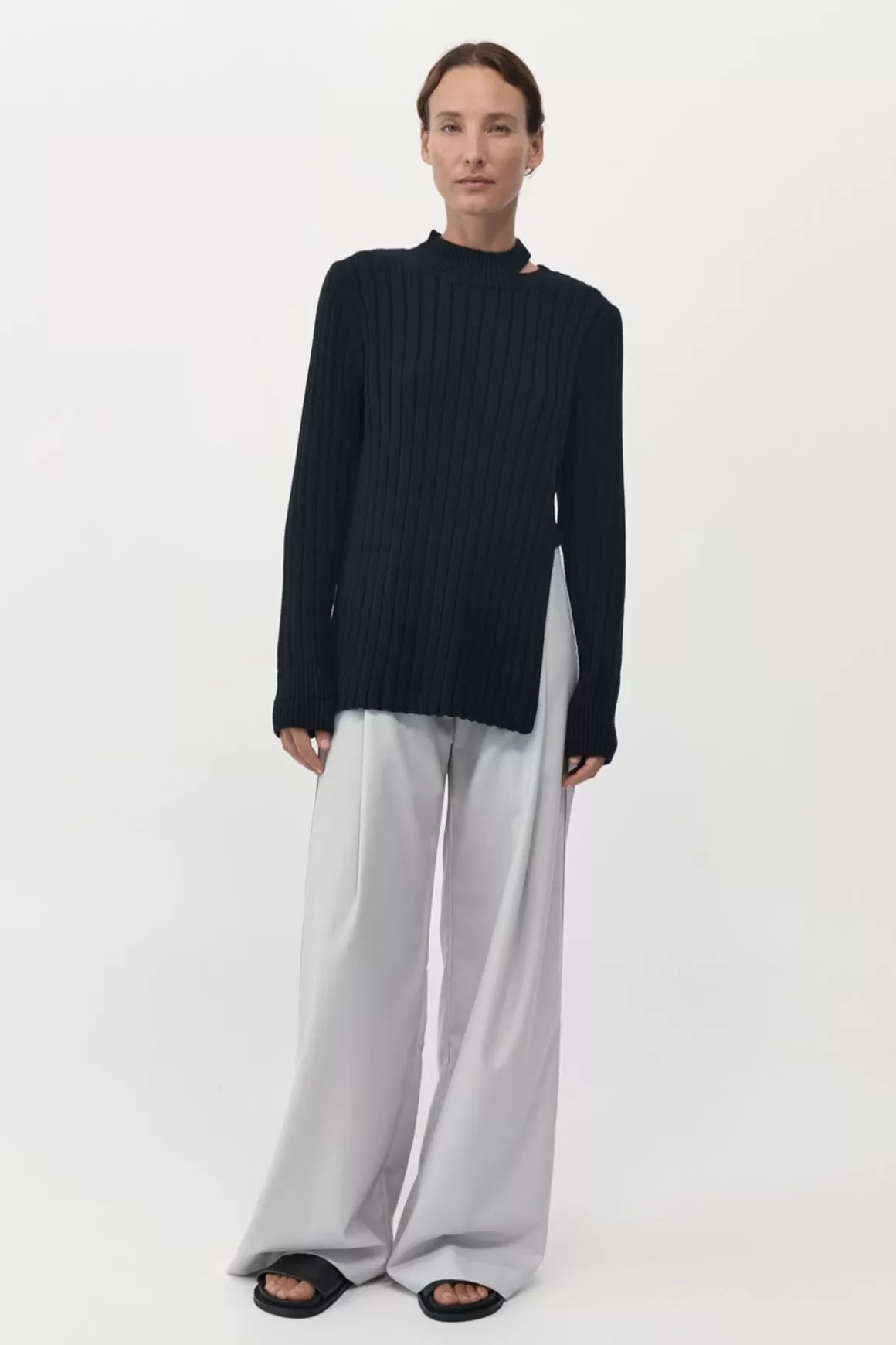 St. Agni Deconstructed Rib Knit Jumper - Black