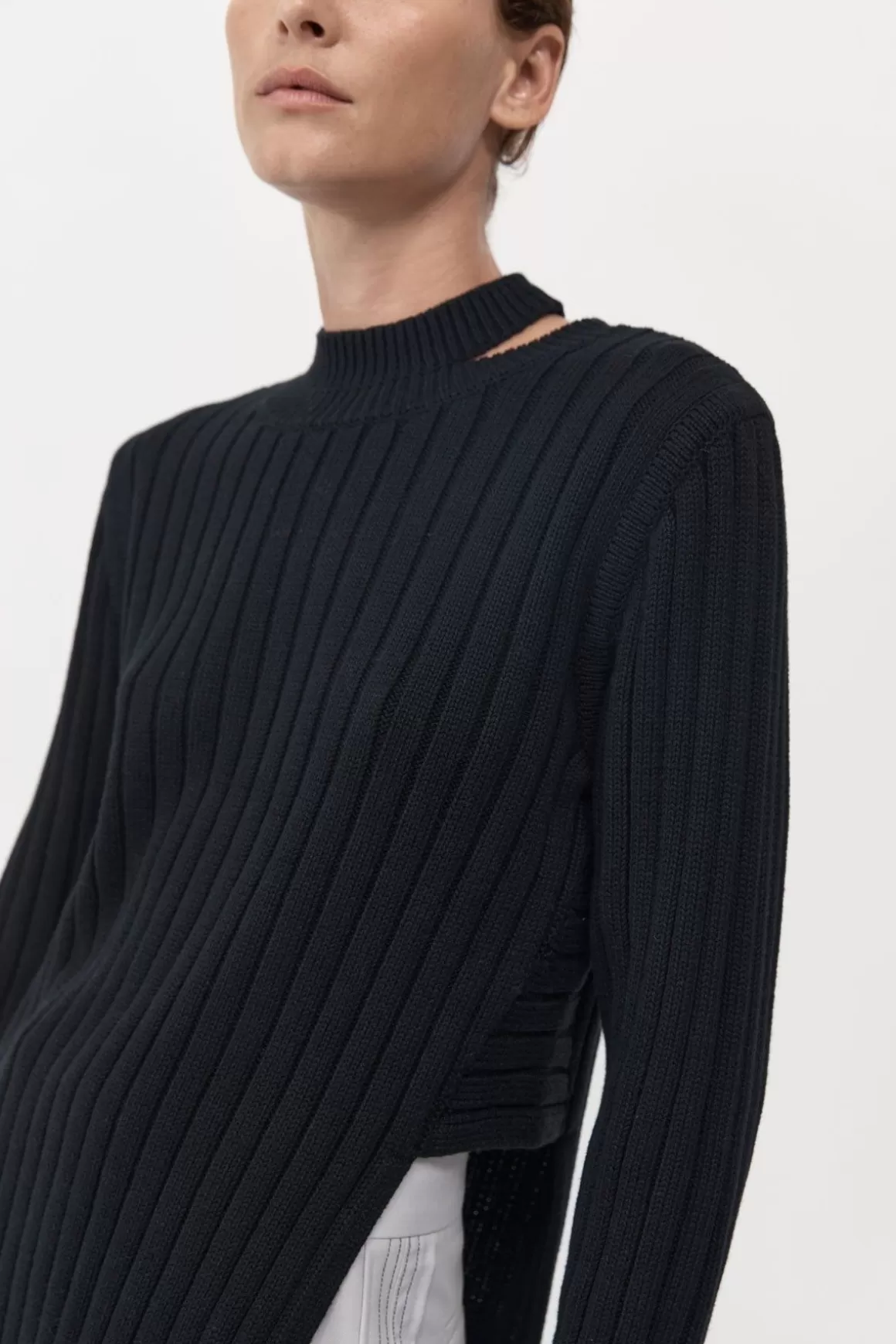 St. Agni Deconstructed Rib Knit Jumper - Black