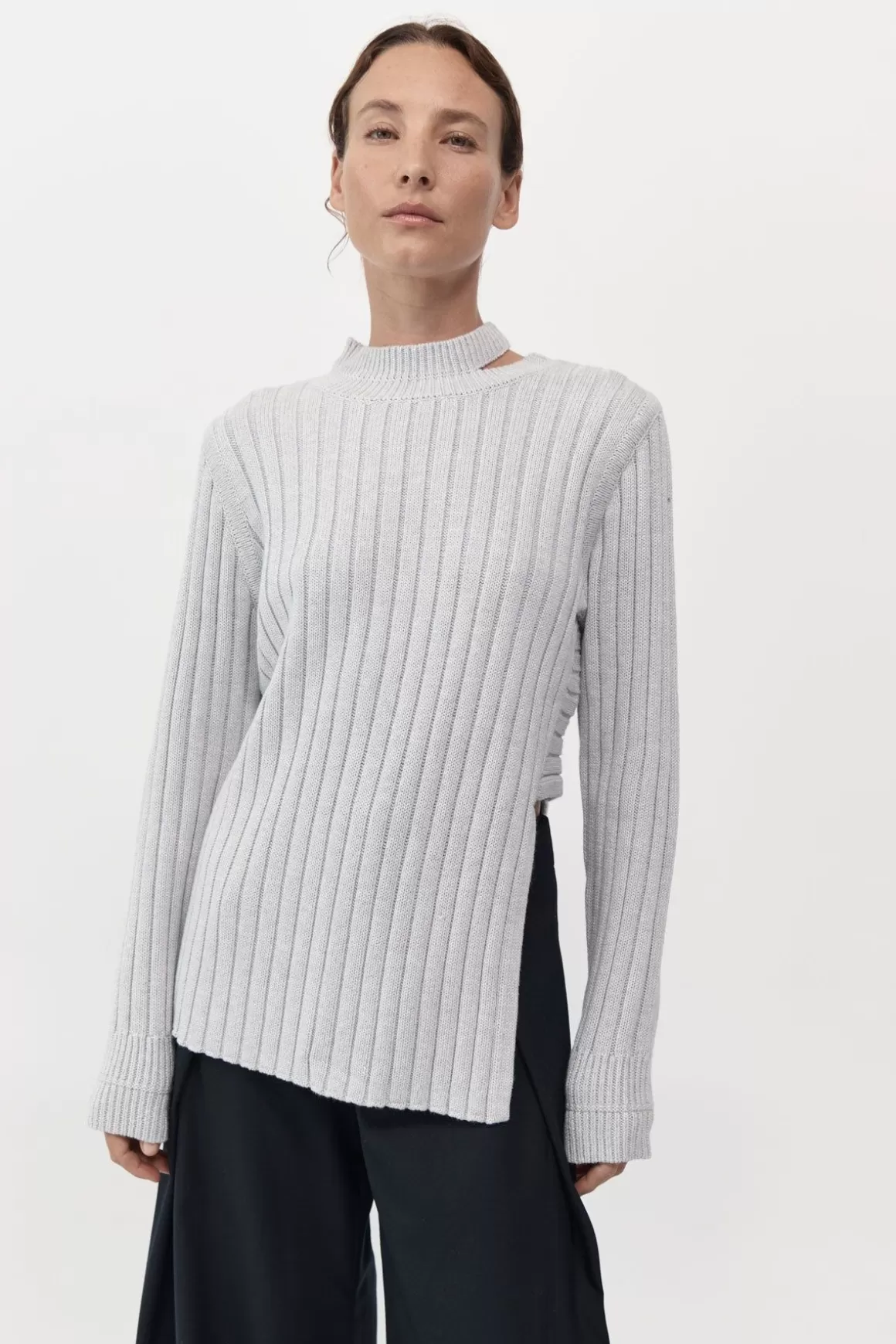 St. Agni Deconstructed Rib Knit Jumper - Soft Grey