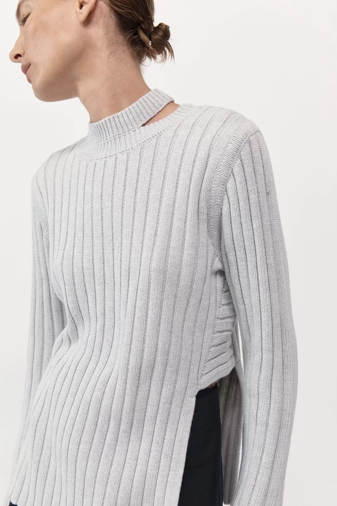 St. Agni Deconstructed Rib Knit Jumper - Soft Grey