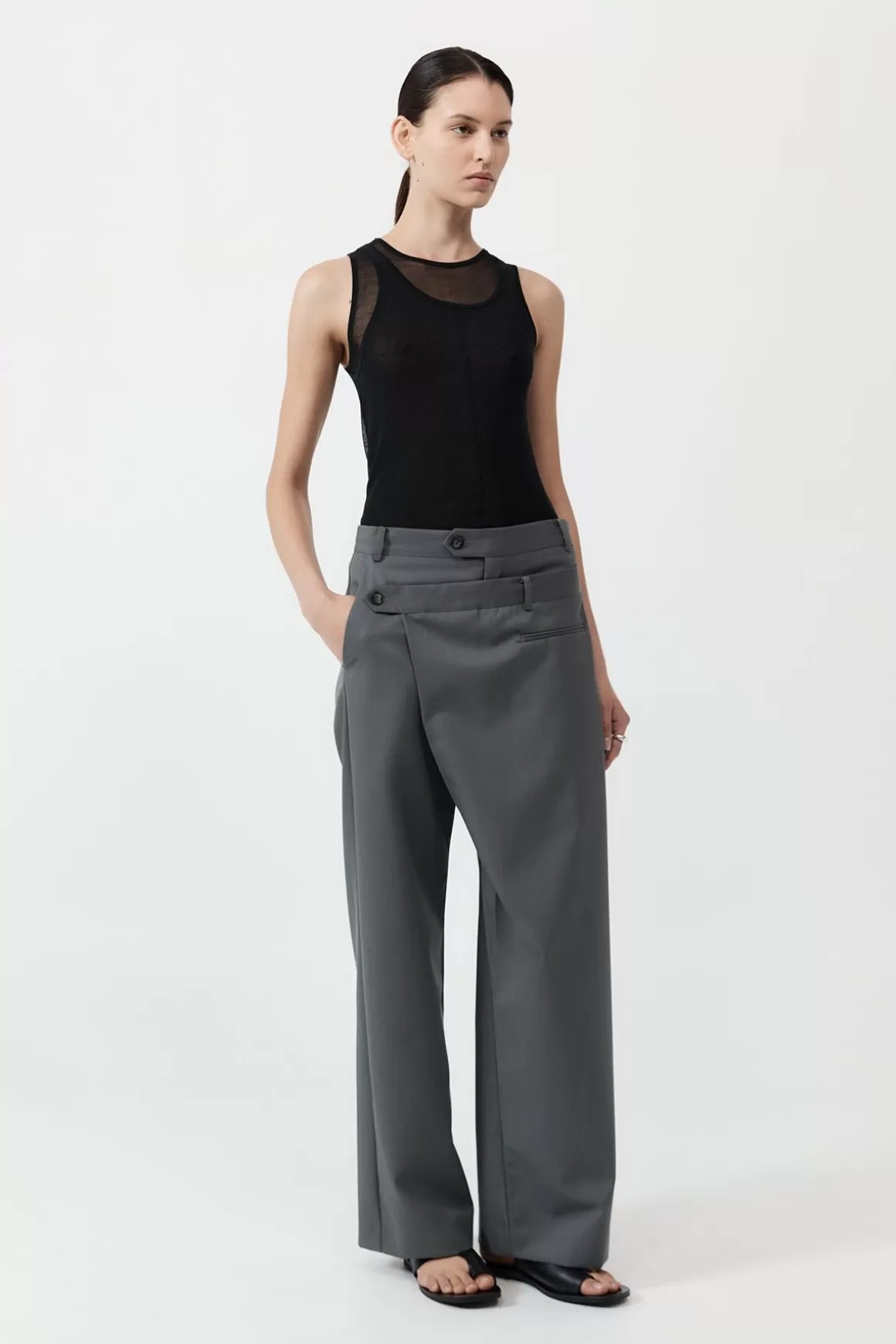 St. Agni Deconstructed Waist Pants - Pewter Grey