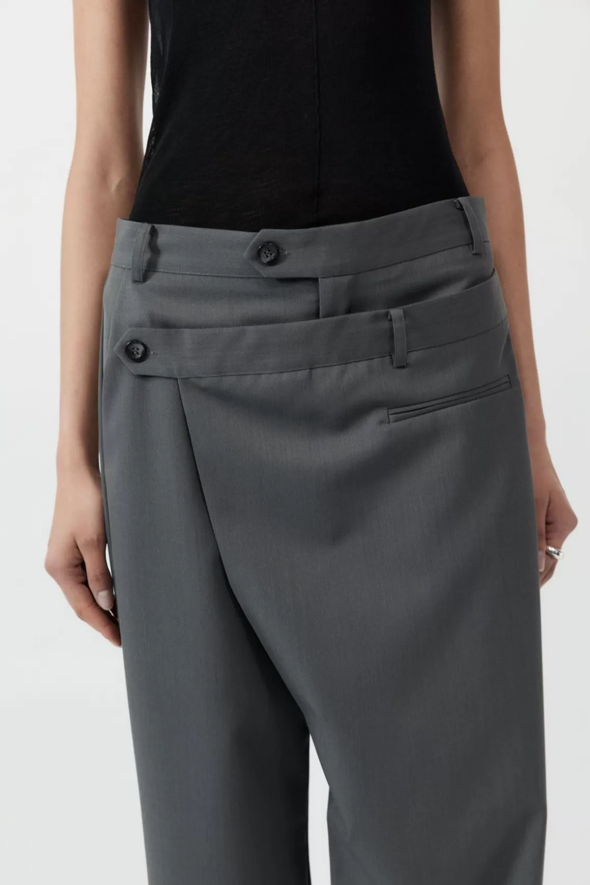 St. Agni Deconstructed Waist Pants - Pewter Grey