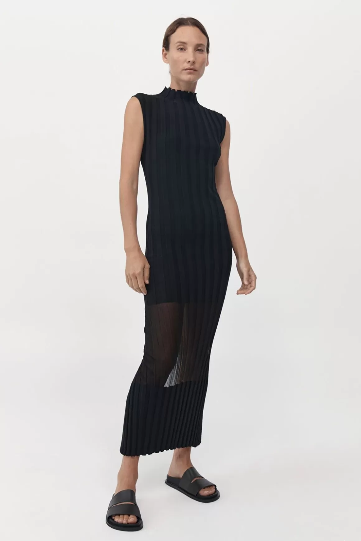 St. Agni Fine Pleat Knit Dress - Black