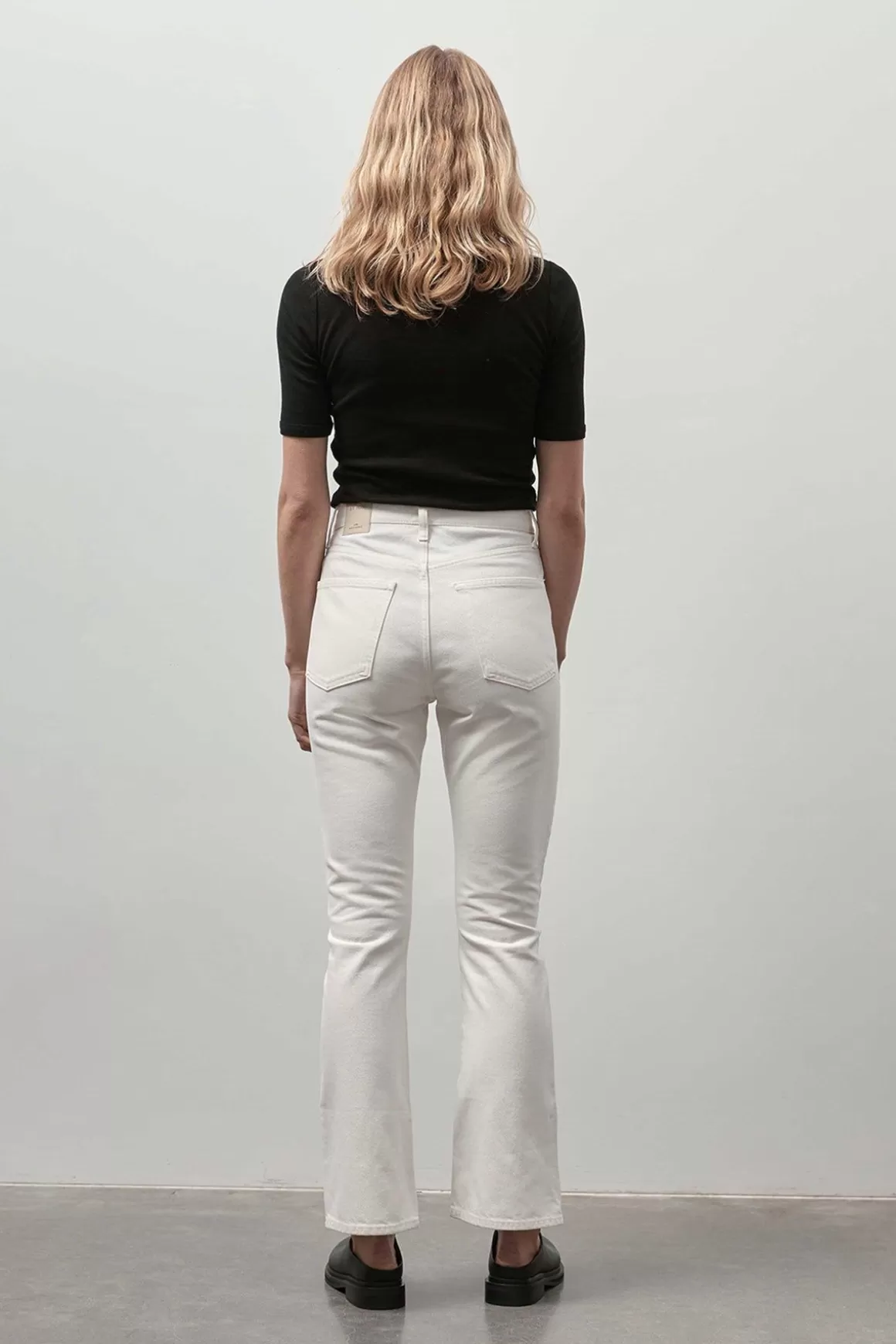 St. Agni High Waist Crop Flare Jeans - Off White