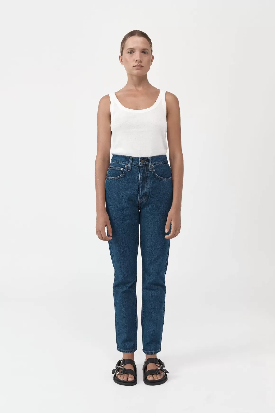 St. Agni High Waist Crop Straight Jeans - Indigo