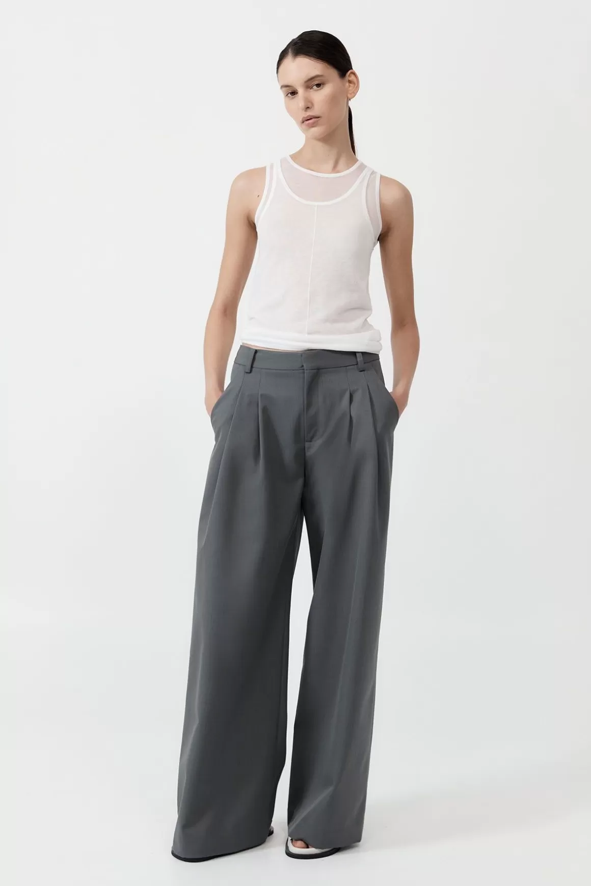 St. Agni Homme Pleat Pants - Pewter Grey