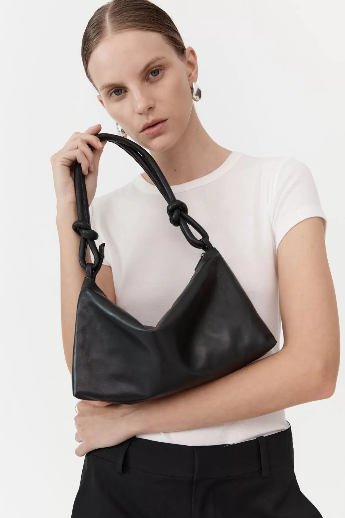 St. Agni Knotted Baguette Bag - Black