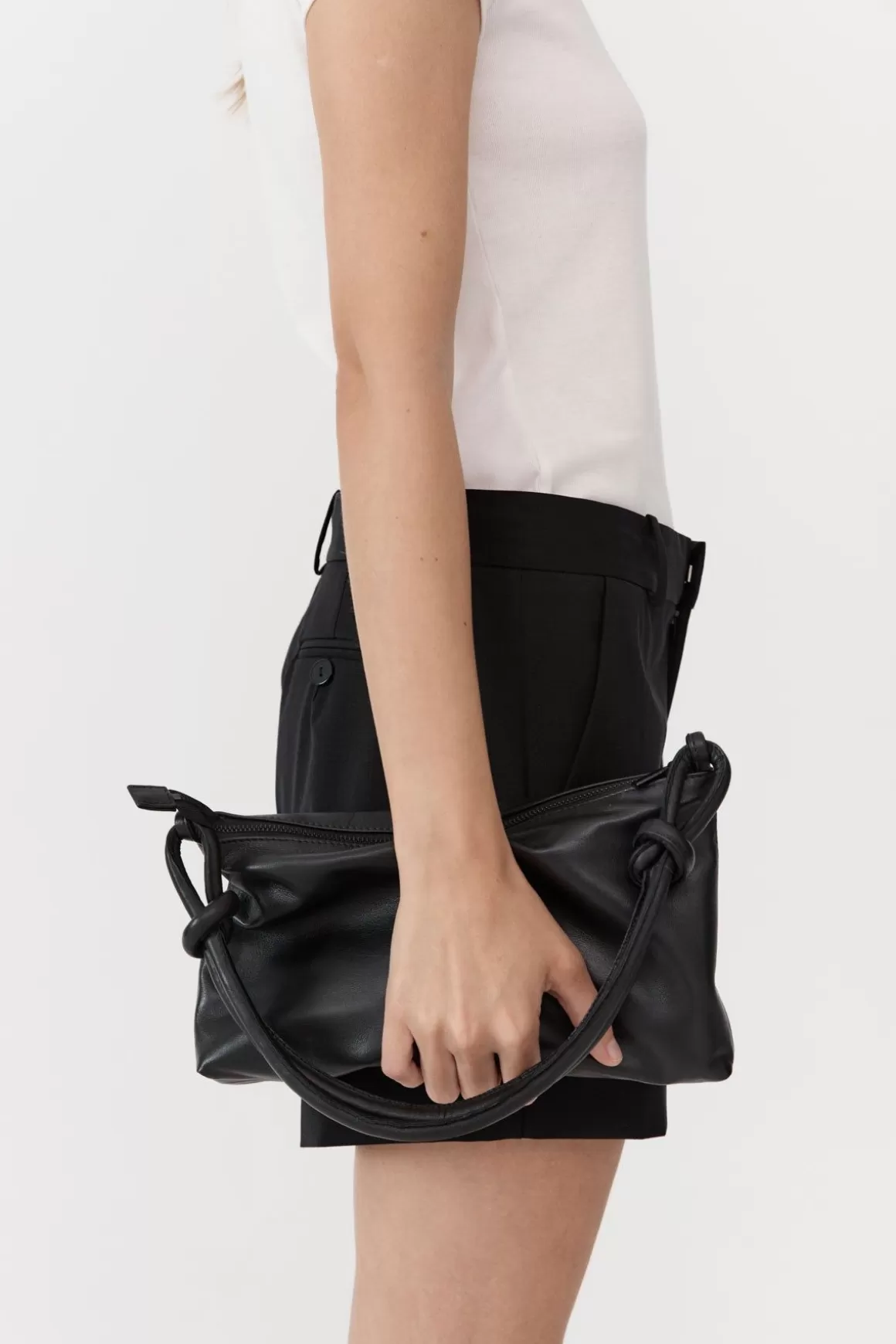 St. Agni Knotted Baguette Bag - Black