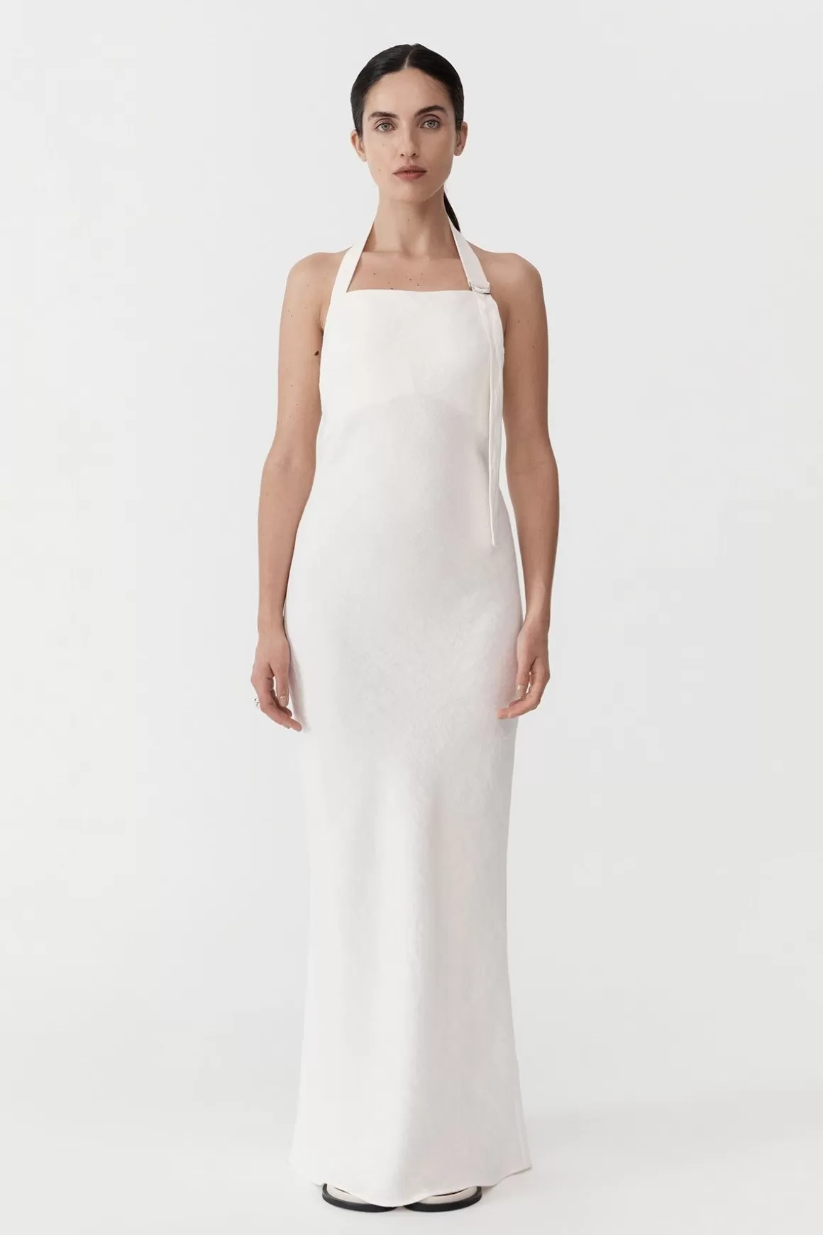 St. Agni Linen Bias Maxi Dress - Ivory