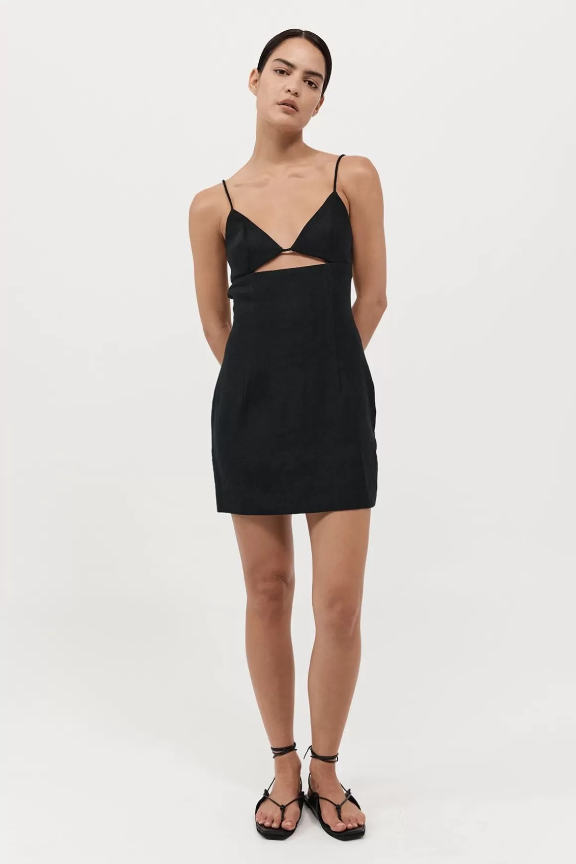 St. Agni Linen Bra Mini Dress - Black