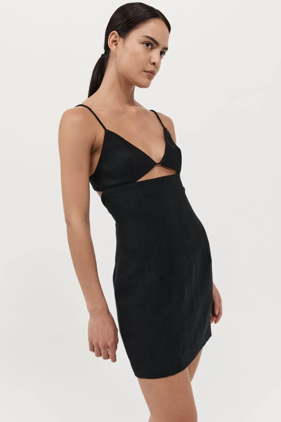 St. Agni Linen Bra Mini Dress - Black