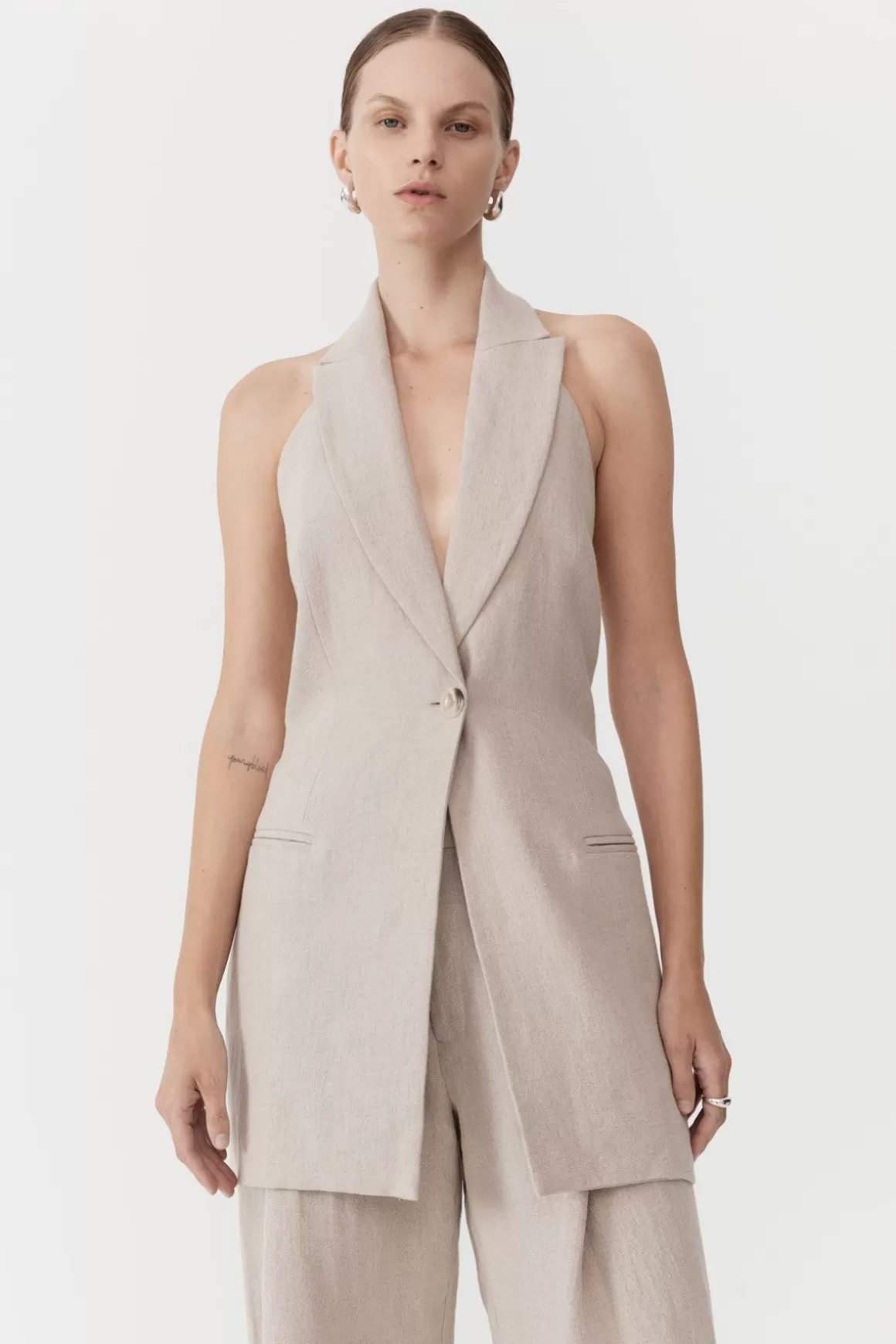 St. Agni Linen Helm Vest - Natural