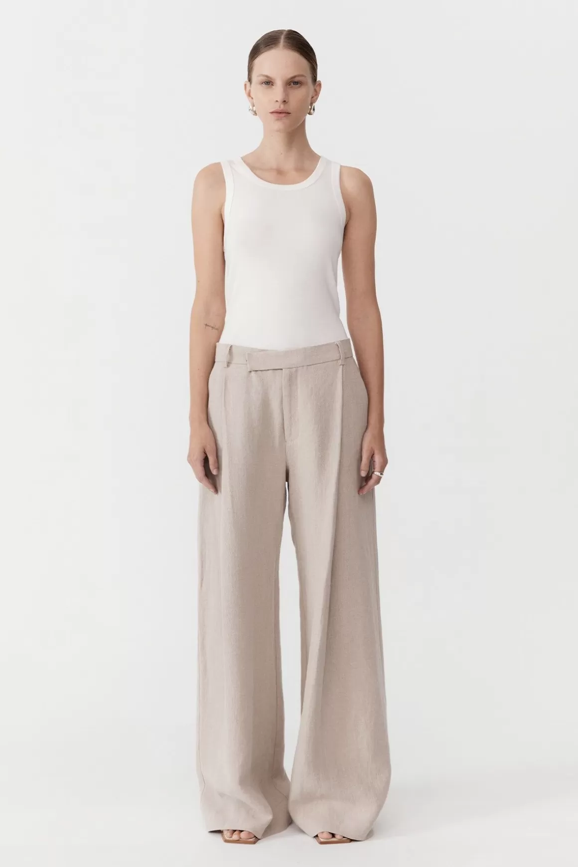 St. Agni Linen Overlap Waist Trousers - Natural