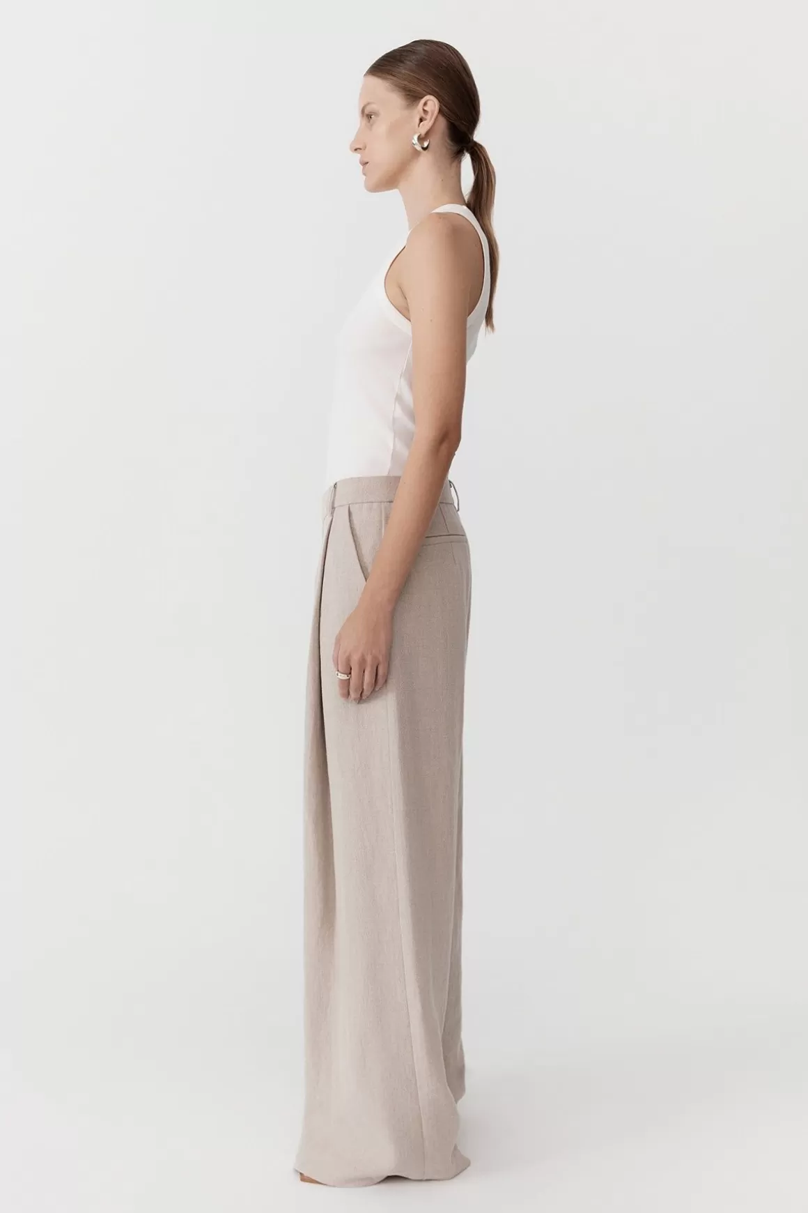 St. Agni Linen Overlap Waist Trousers - Natural