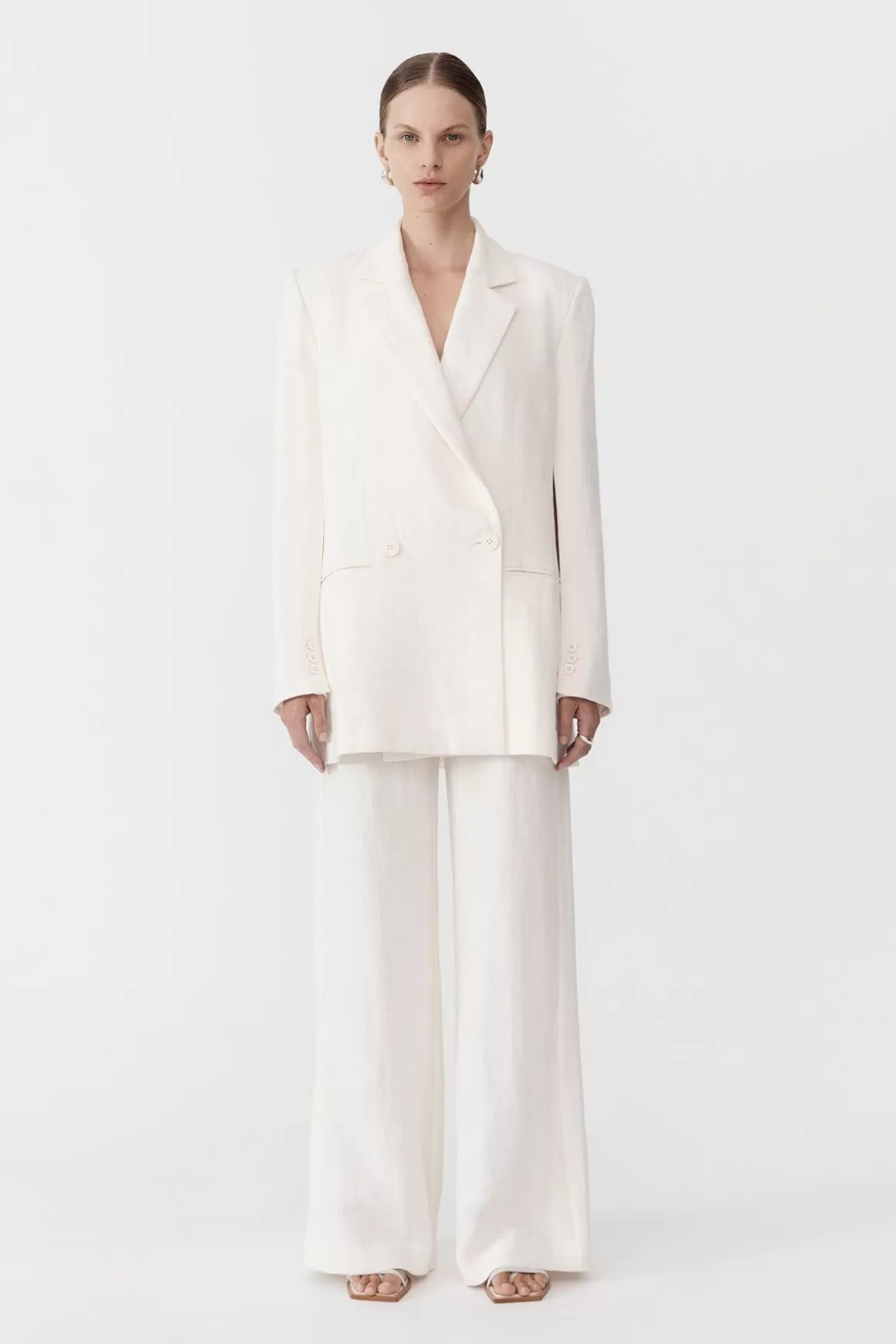 St. Agni Linen Split Sleeve Blazer - Ivory