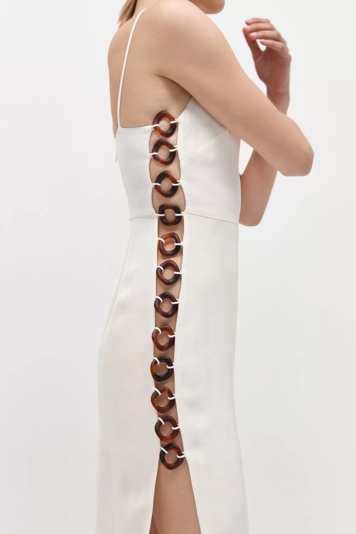 St. Agni Link Detail Dress - Cool White