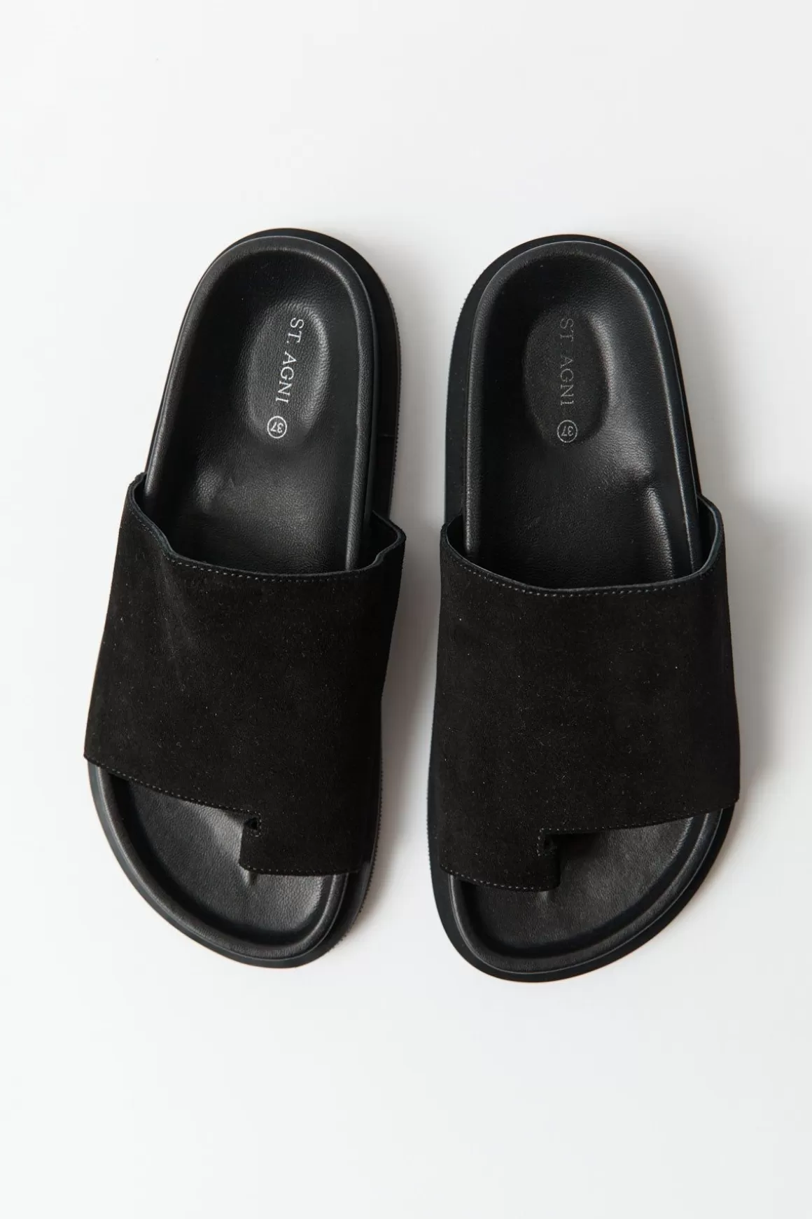 St. Agni Loe Suede Slide - Black