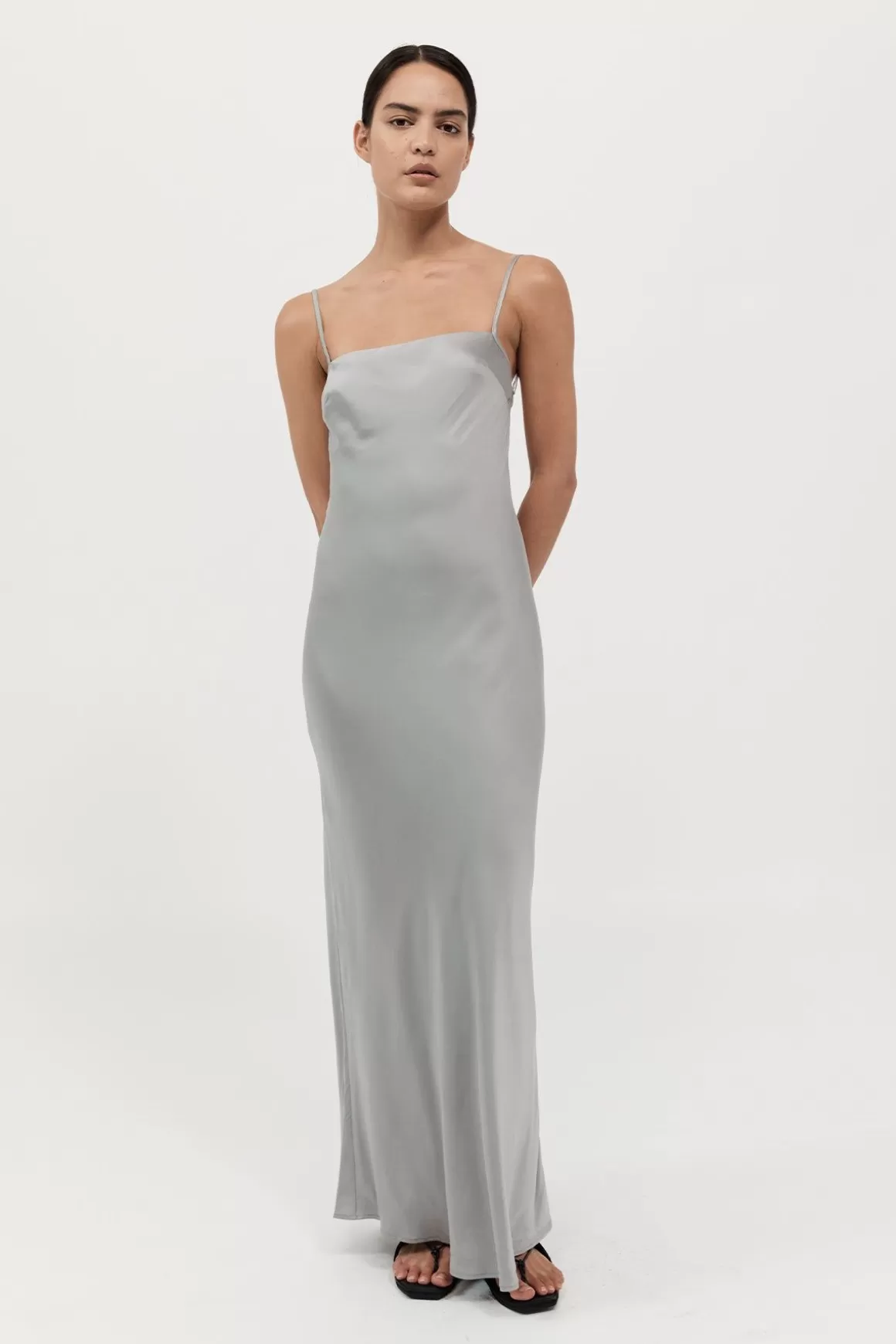 St. Agni Low Back Slip Dress - Silver