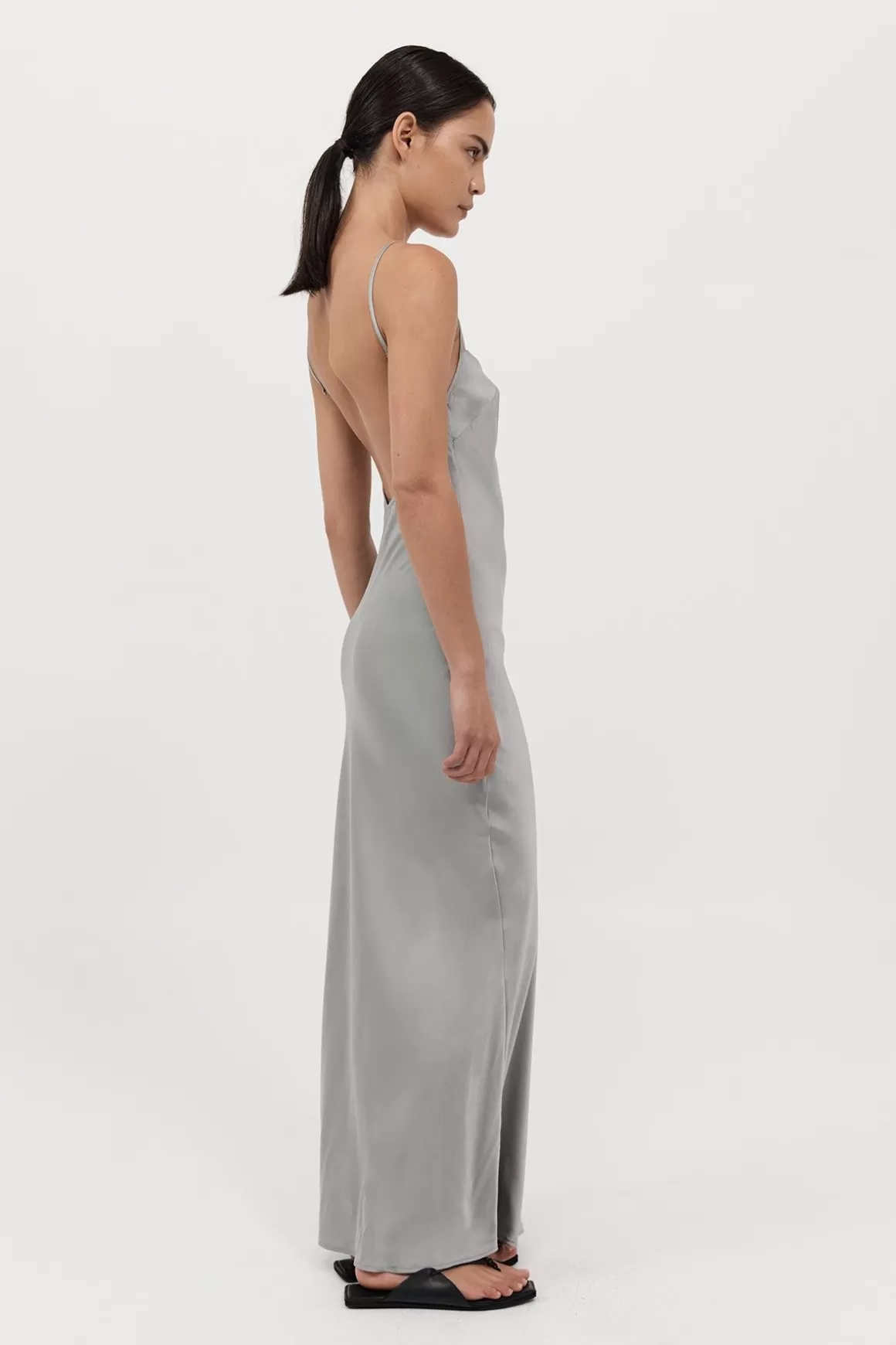 St. Agni Low Back Slip Dress - Silver