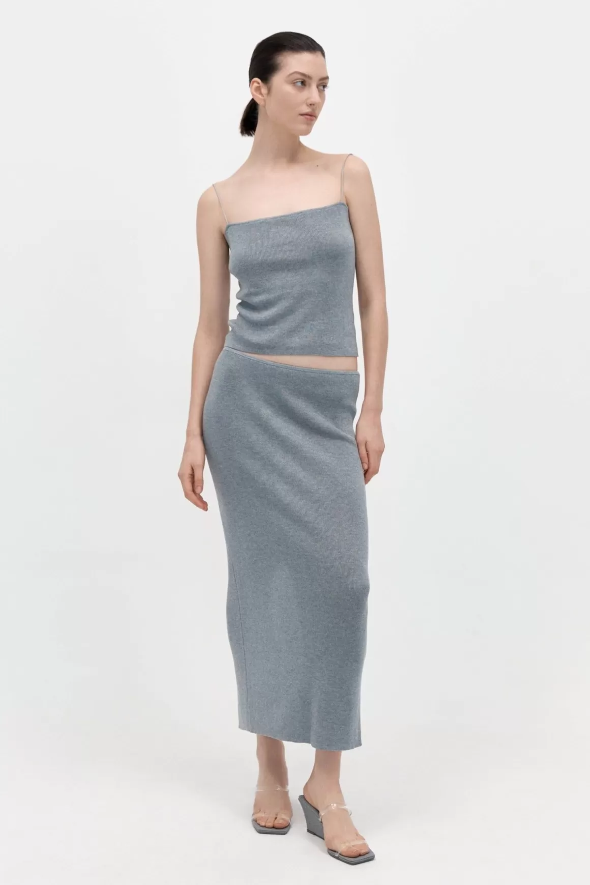 St. Agni Low Waist Knit Skirt - Grey Marle