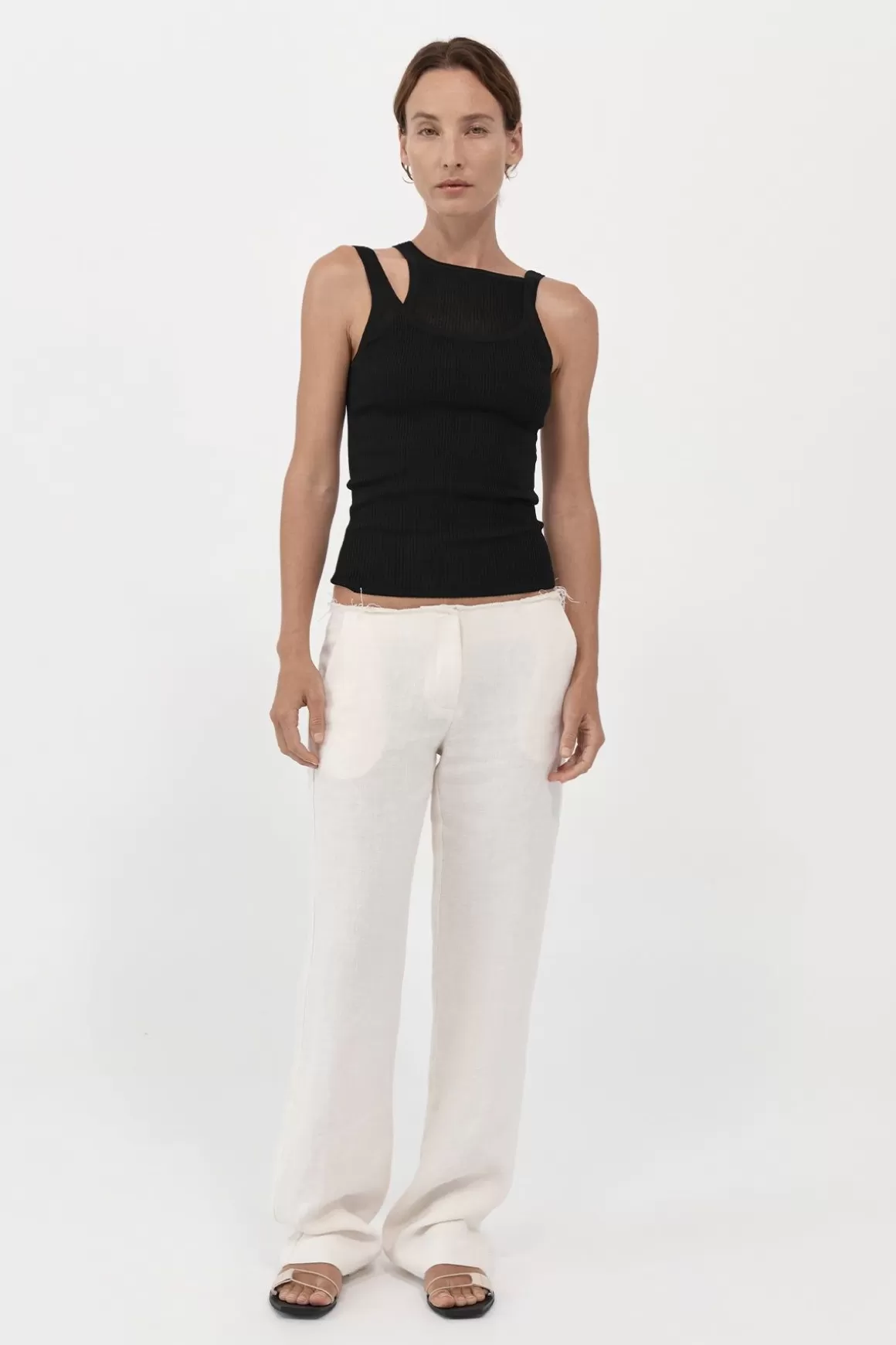 St. Agni Low Waist Raw Edge Pants - Ivory