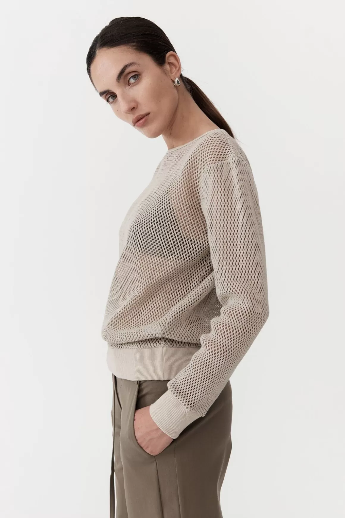 St. Agni Mesh Long Sleeve Top - Aloe