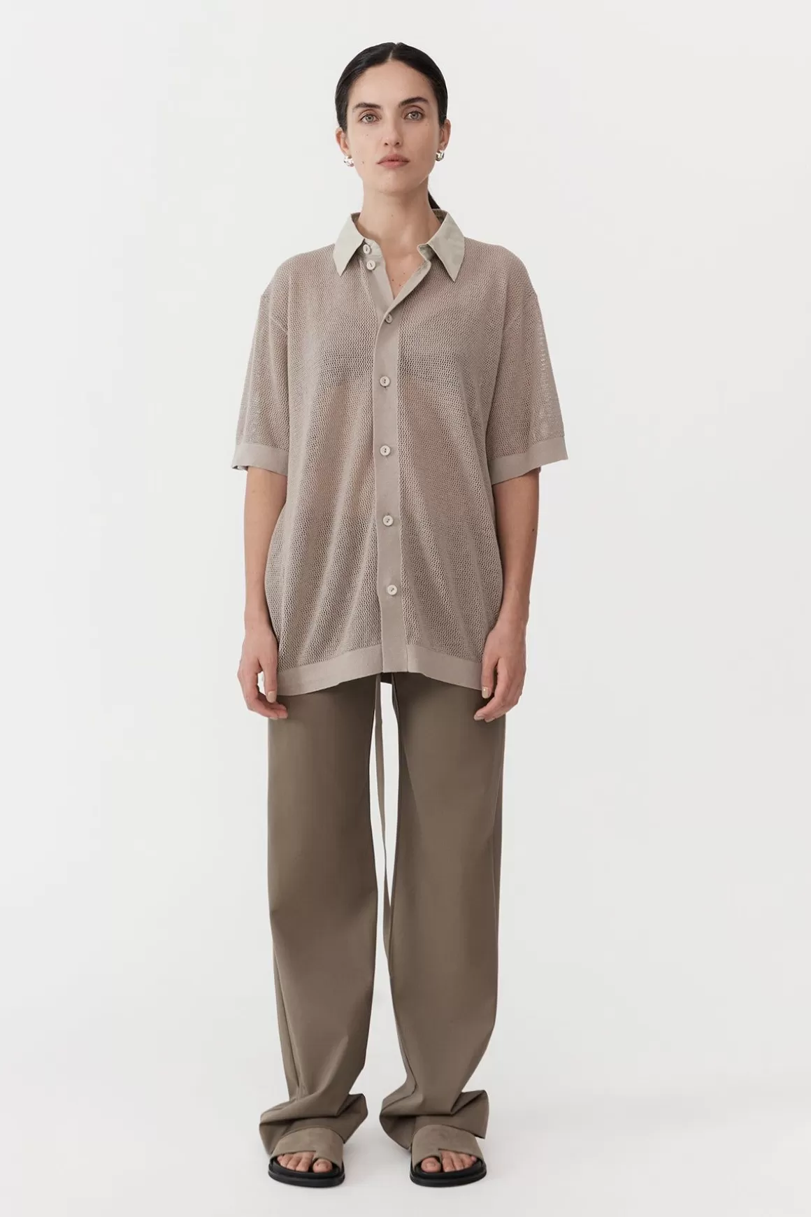 St. Agni Mesh Short Sleeve Shirt - Fog