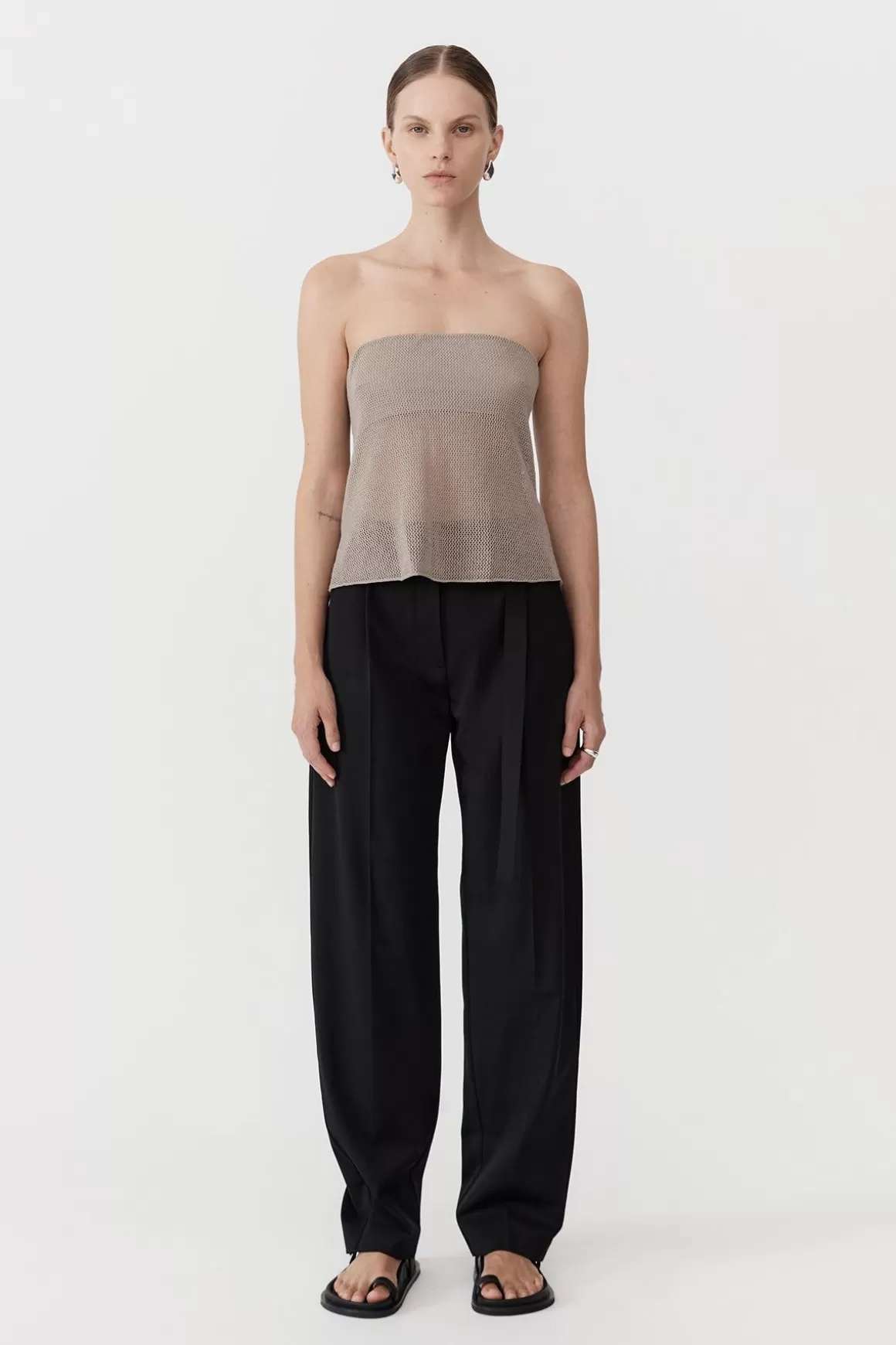 St. Agni Mesh Strapless Top - Fog