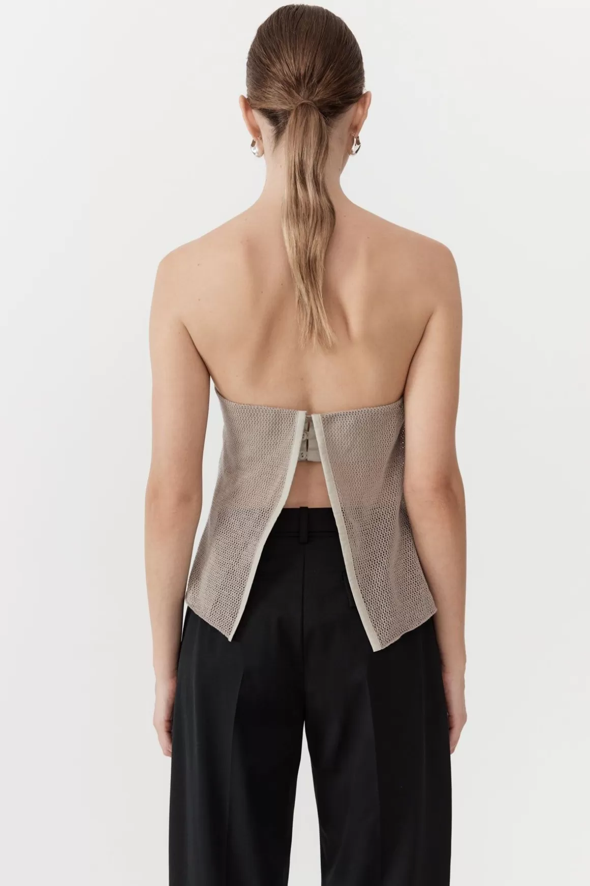 St. Agni Mesh Strapless Top - Fog