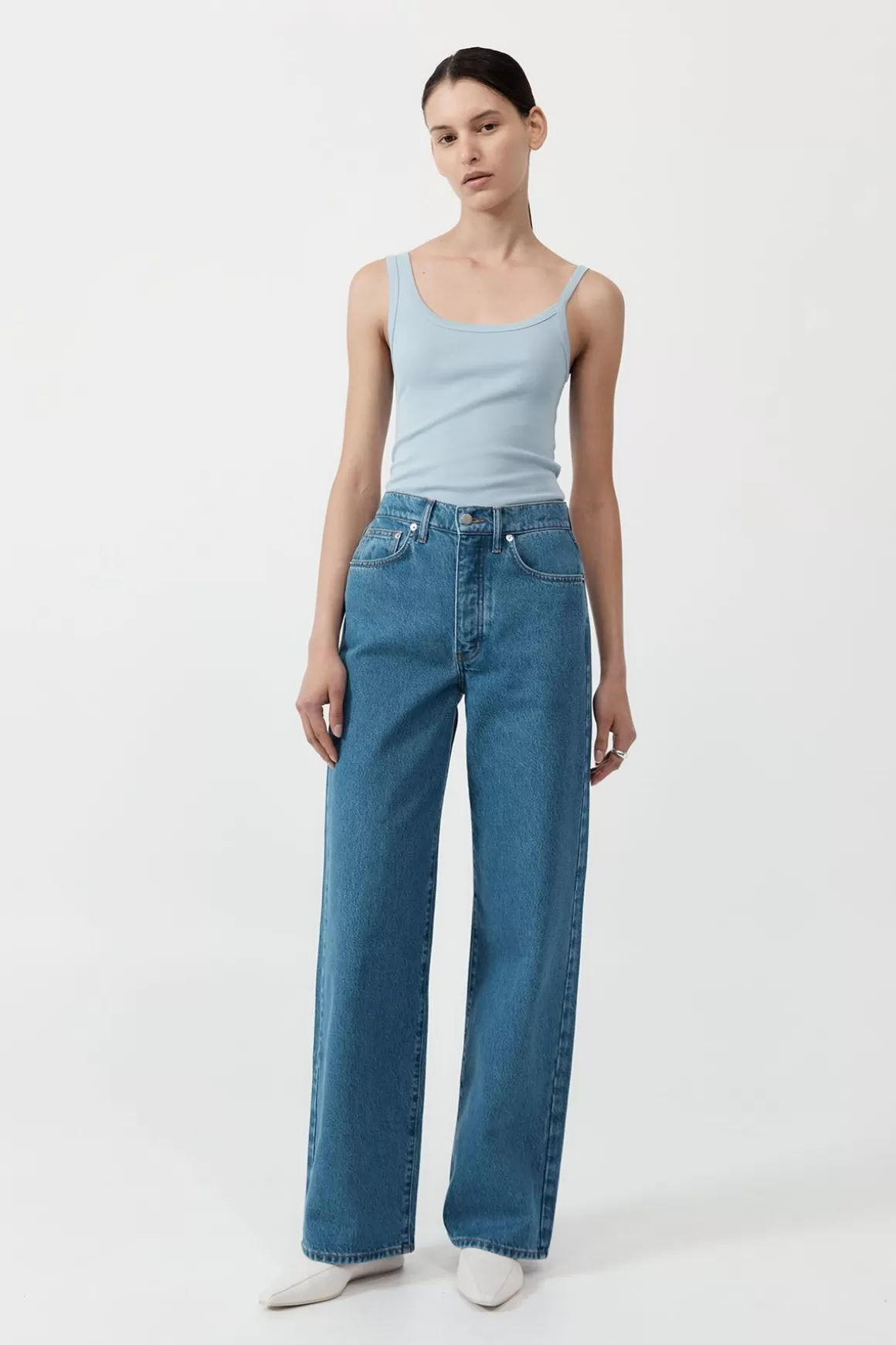 St. Agni Mid Rise Wide Leg - Denim Blue