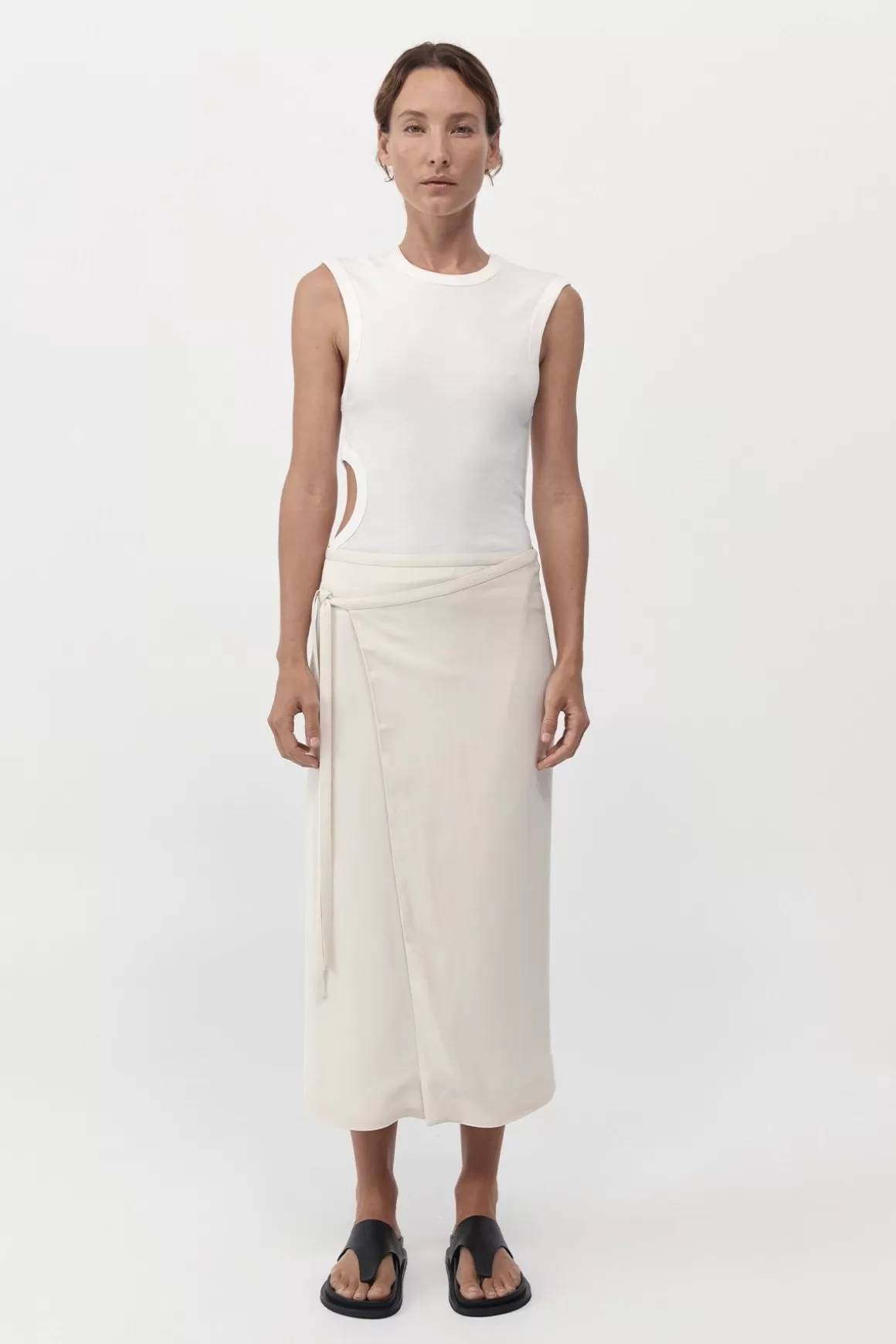 St. Agni Midi Wrap Skirt - Cool White